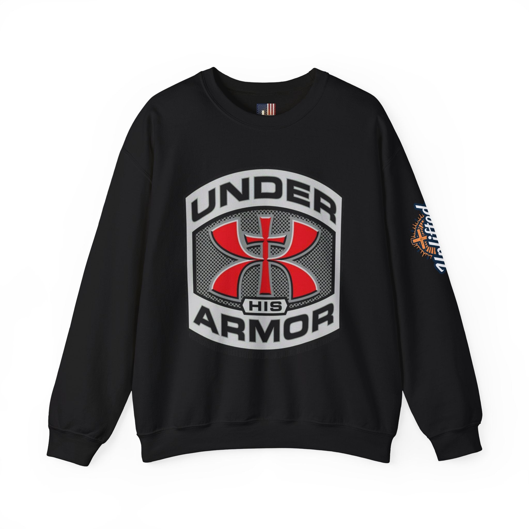 Under His Armor Crewneck Sweatshirt — Christian Faith Graphic Pullover Printify
