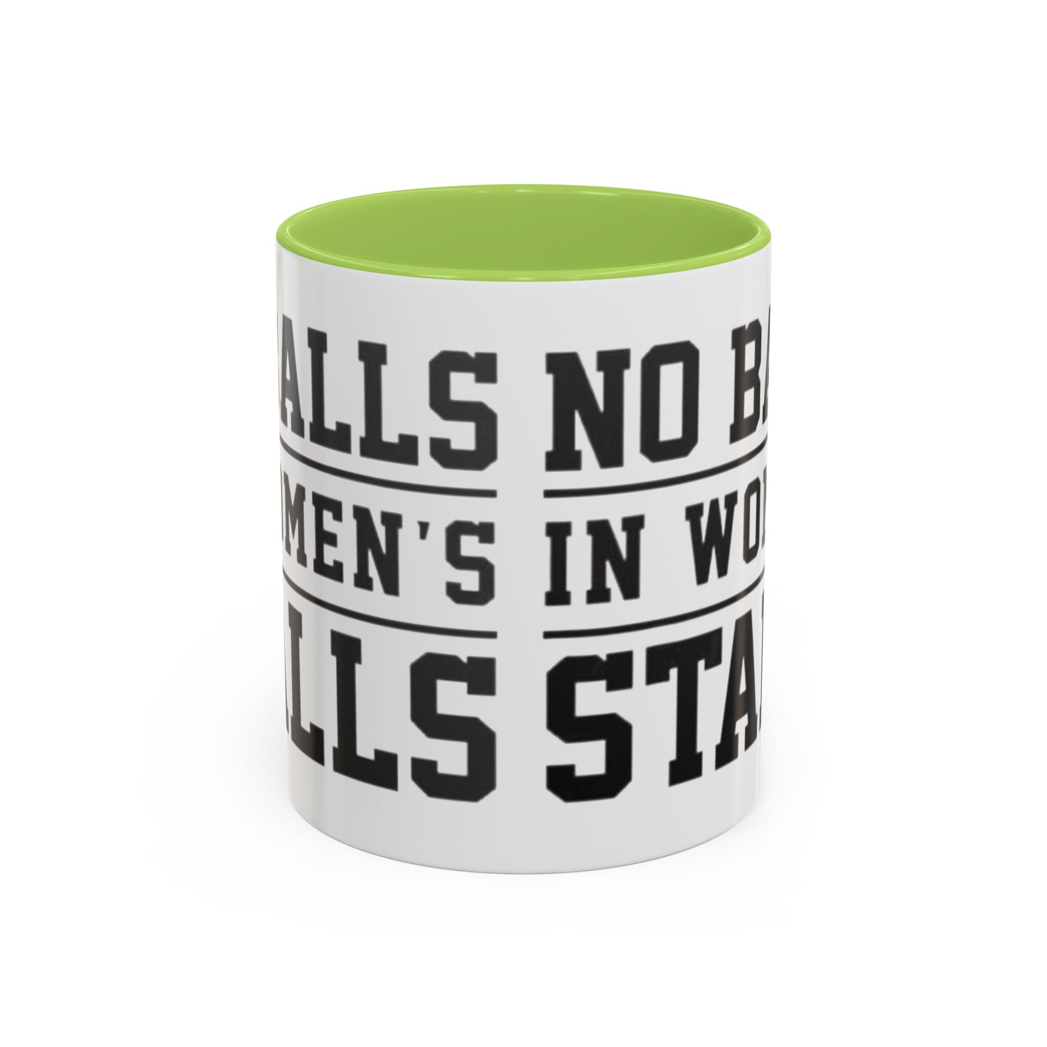 The Lord Says No Balls in Women's Stalls Accent Coffee Mug — Bold Typography 11/15oz Printify