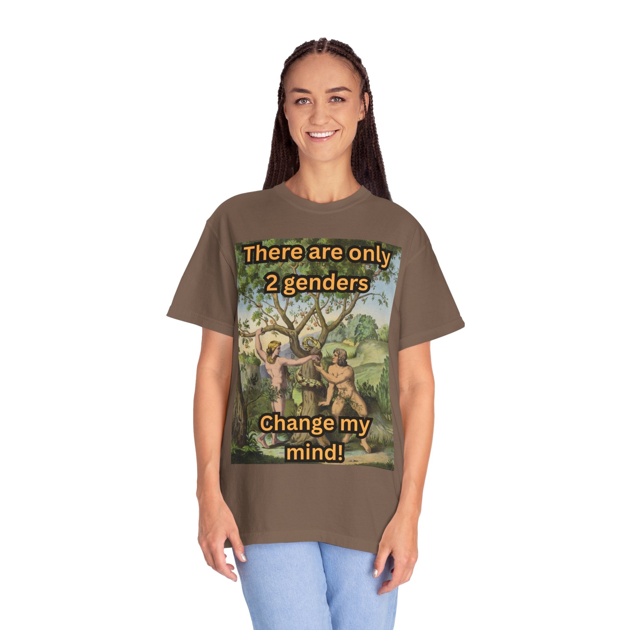 There Are Only 2 Genders T-Shirt – Adam & Eve Cross Christian Tee for Bold Faith Printify