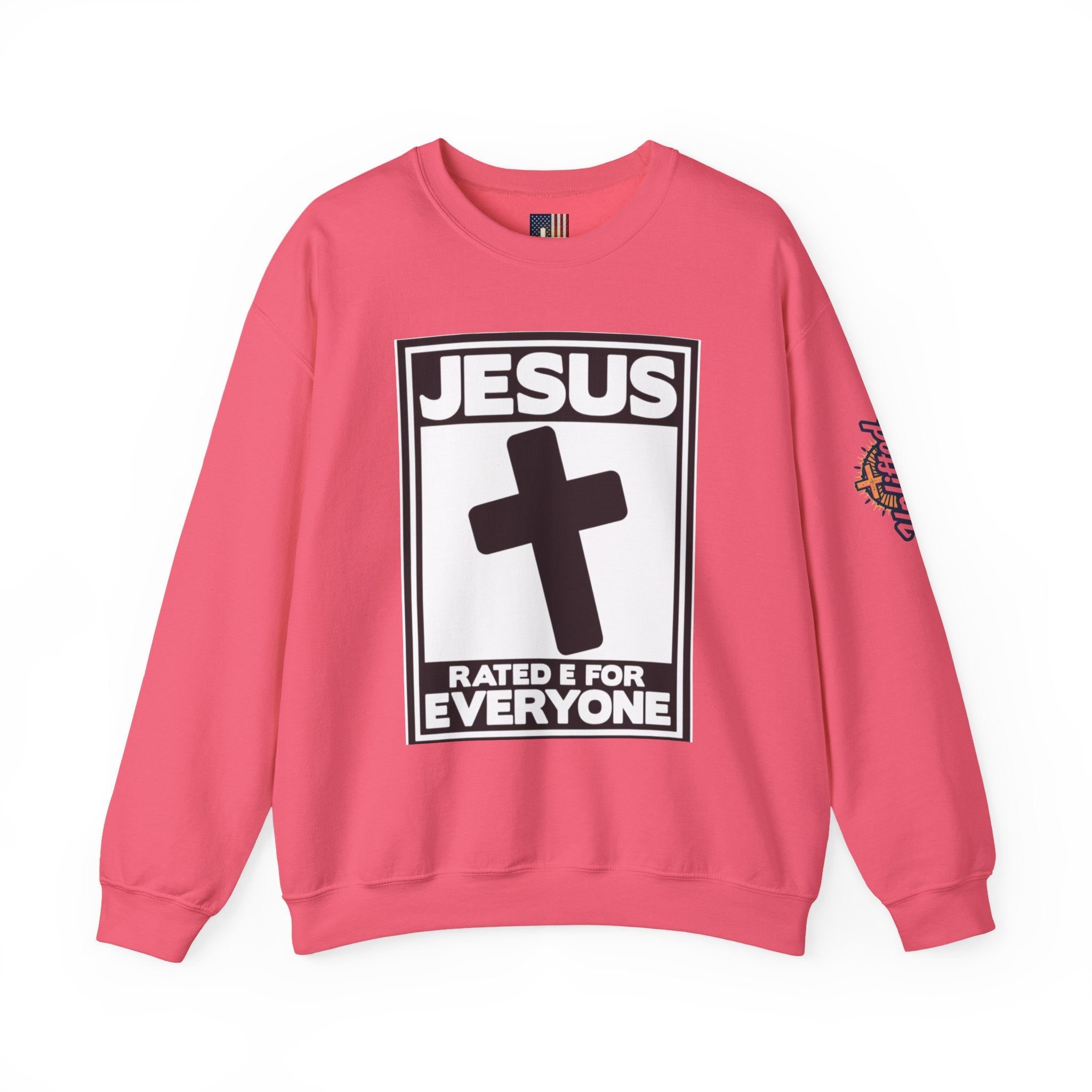 Jesus, Rated E for Everyone Sweatshirt - Gamer Faith Sweatshirt - Christian Video Game Parody Printify