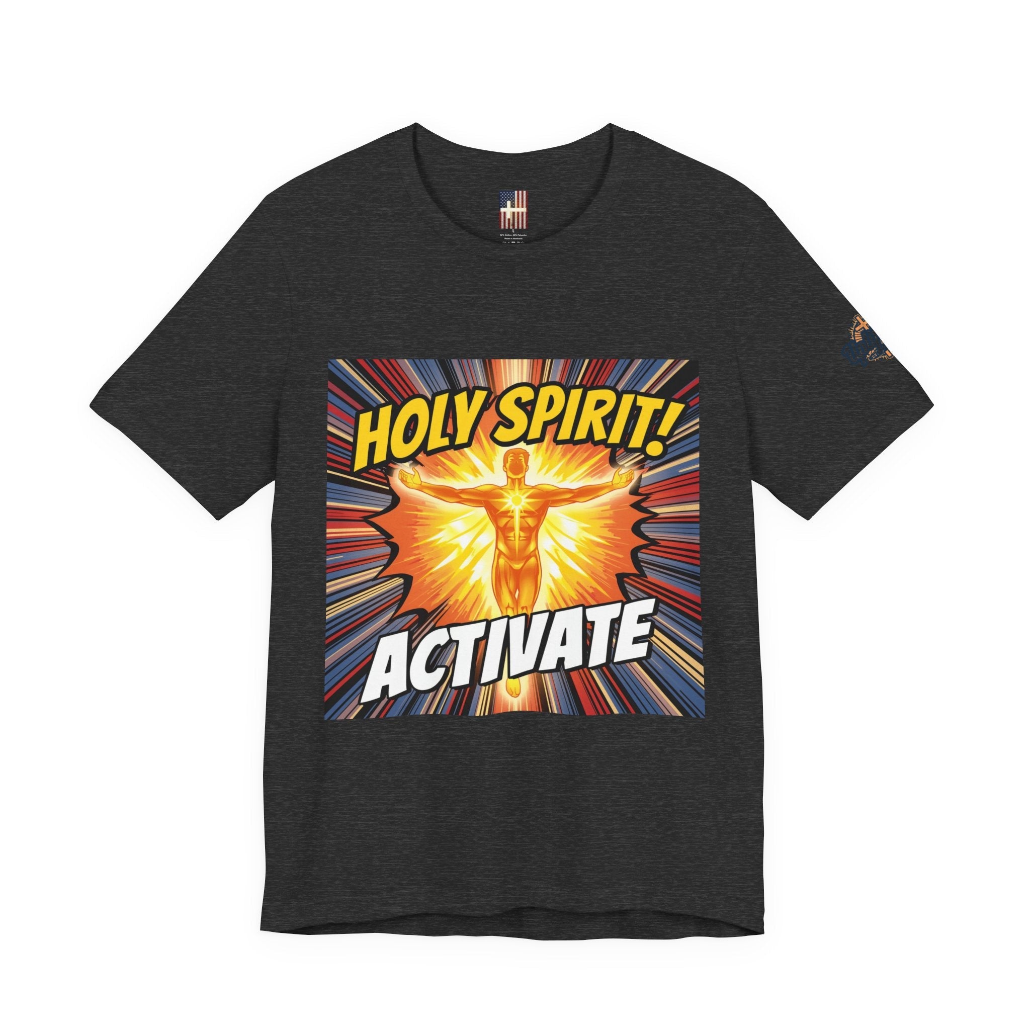 Holy Spirit Activate T-shirt – Superhero Christian T-shirt with Vibrant Power-Up Design for Faith-Fueled Boldness Printify