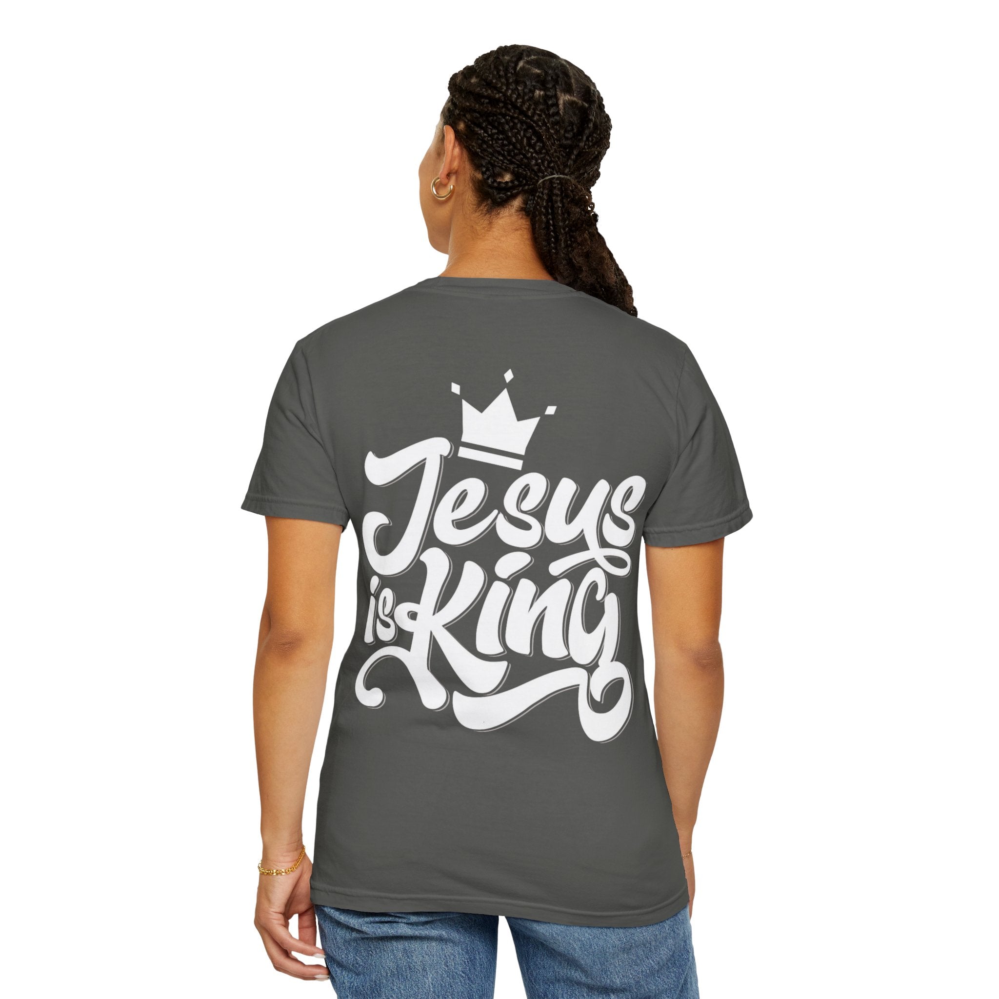 Jesus is King T-Shirt – Bold Christian Faith Tee with Crown & Cross for Eternal Reign Printify