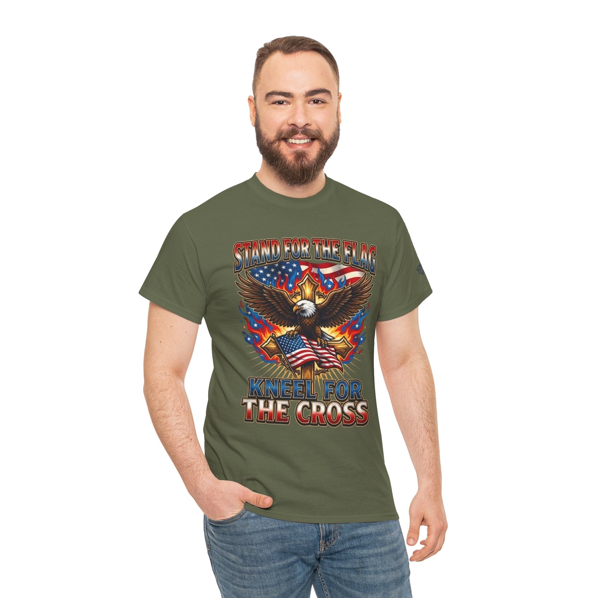 Stand for the Flag Kneel for the Cross T-shirt | Patriotic Eagle T-shirt Printify