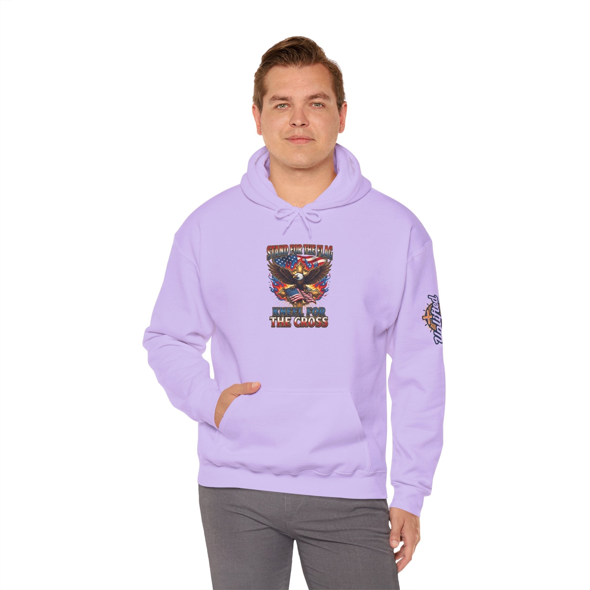 Stand for the Flag Kneel for the Cross Hoodie | Patriotic Eagle Hoodie Printify