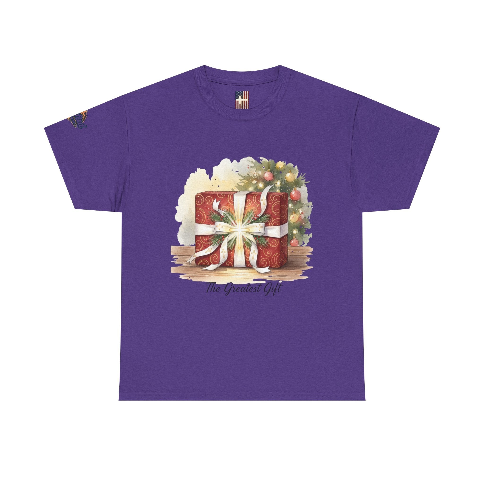 The Greatest Gift T-shirt – Cross Bow Present Christian T-shirt for Christmas Salvation & Eternal Faith Printify