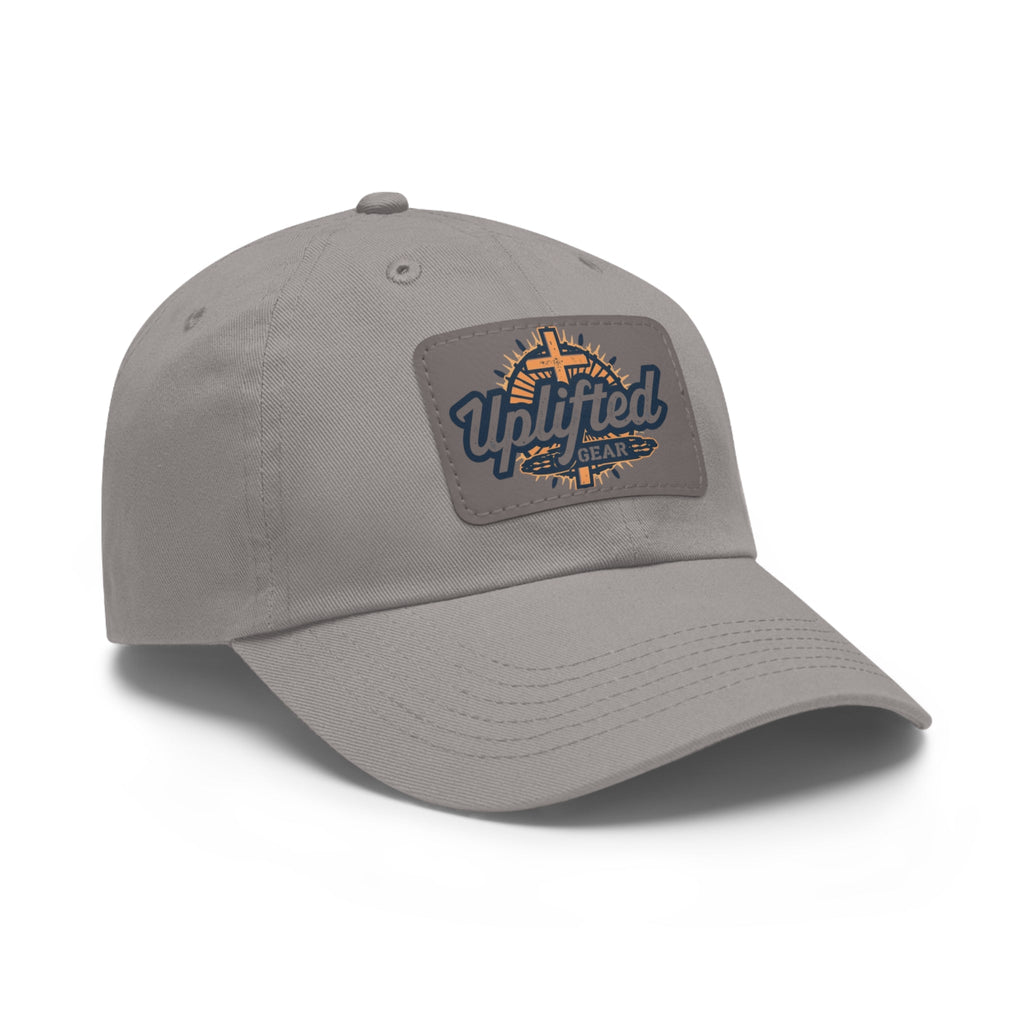 Uplifted Gear Leather Patch Dad Hat — Vintage Aviation Logo Cap Printify