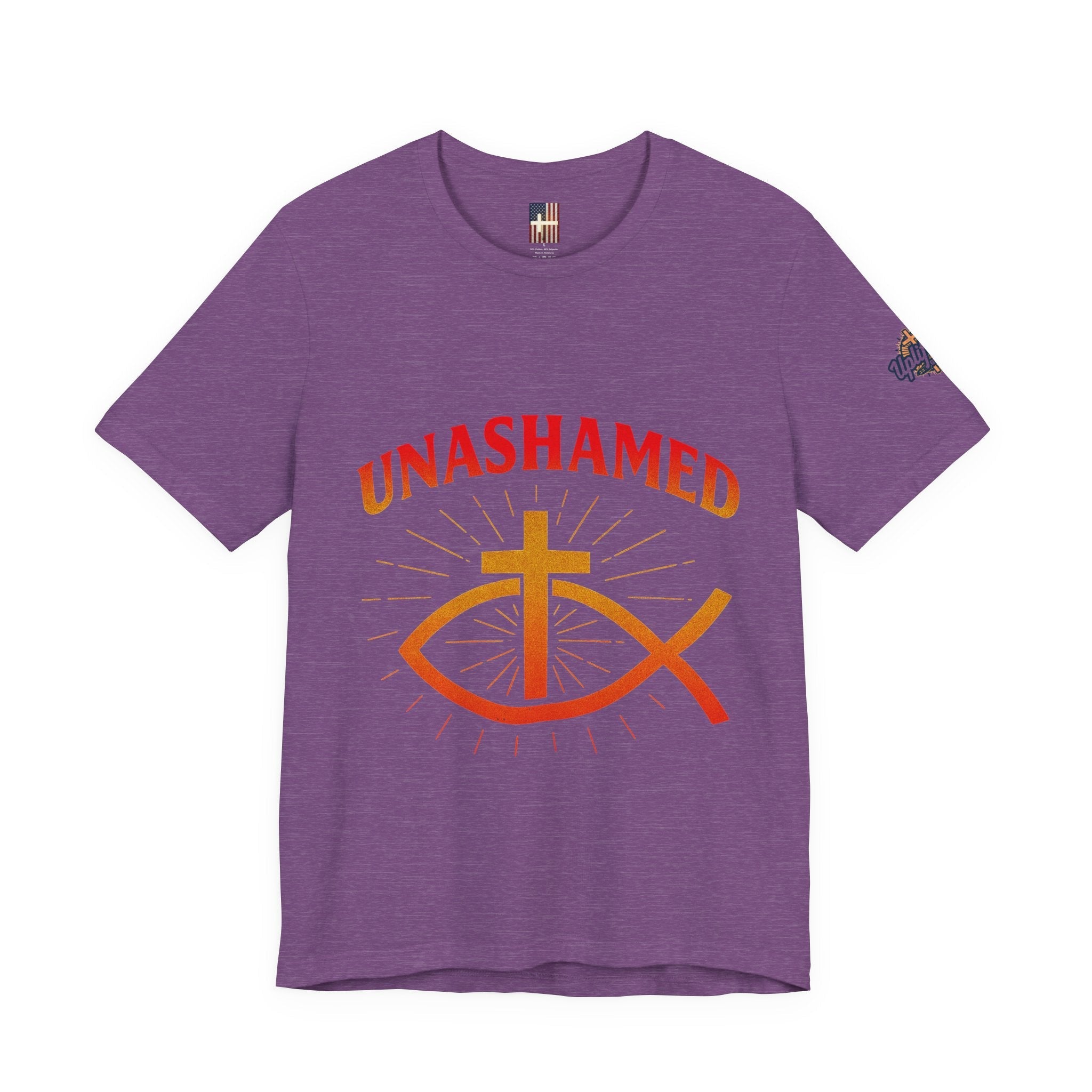 Unashamed T-shirt – Ichthys Jesus Fish & Cross Christian T-shirt for Romans 1:16 Bold Faith Printify