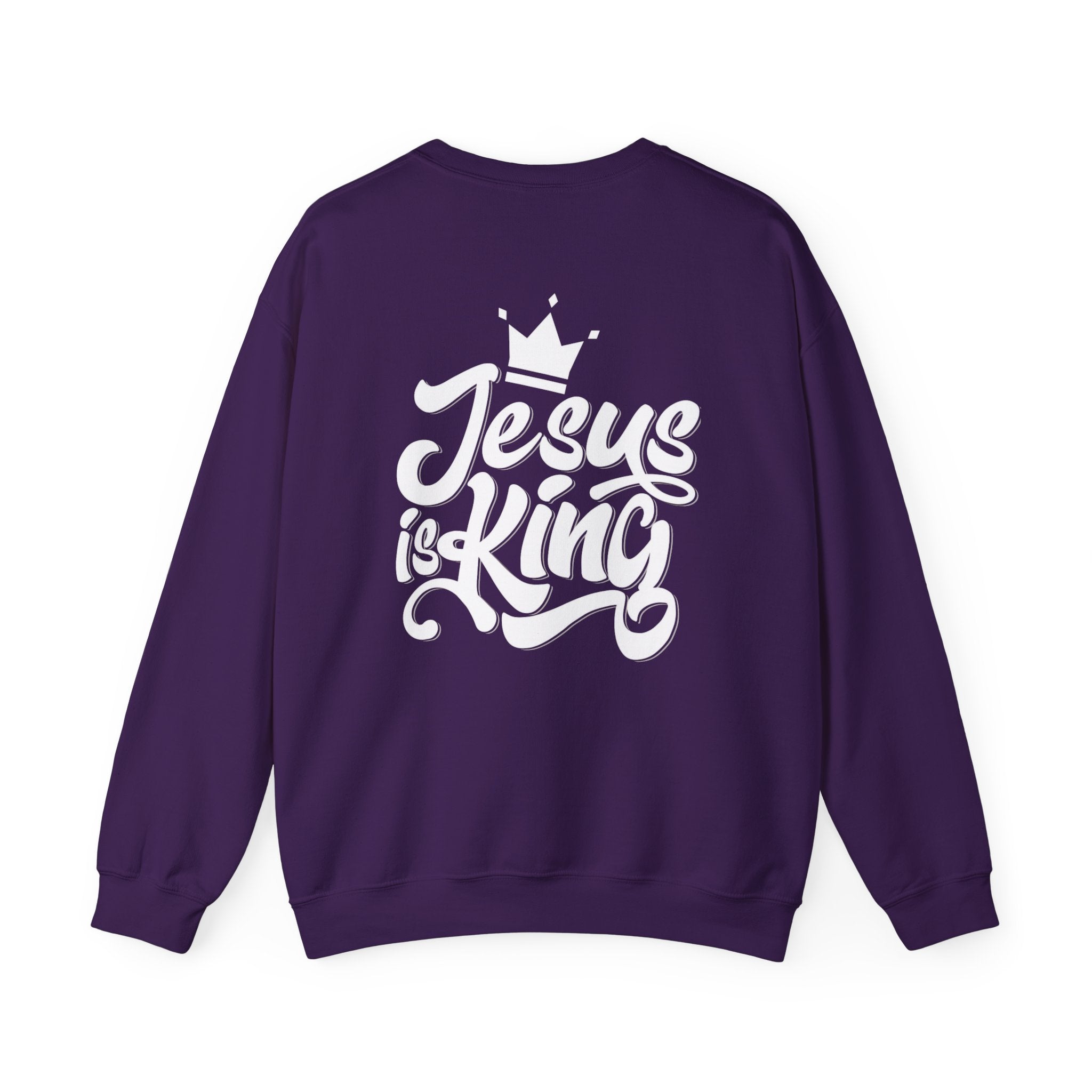 Jesus is King Sweatshirt – Bold Crown & Cross Christian Hoodie for Eternal Faith & Comfort Printify