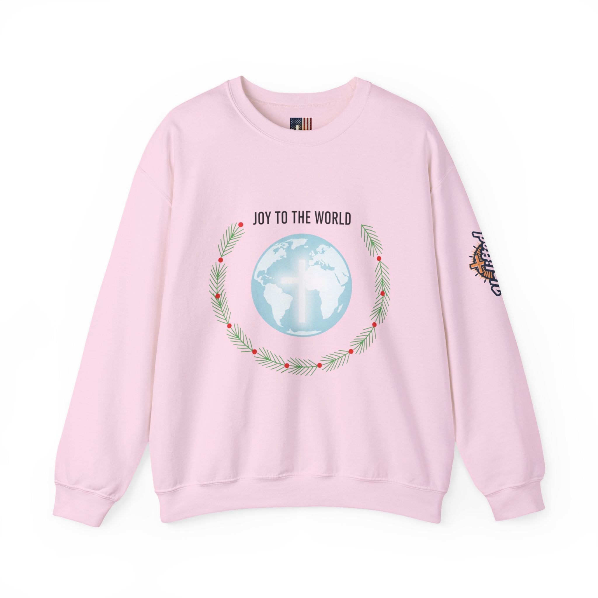 Joy to the World Sweatshirt – Wreath Earth Nativity Christian Christmas Sweatshirt for Isaiah 9:6 Holiday Faith & Festive Joy Printify