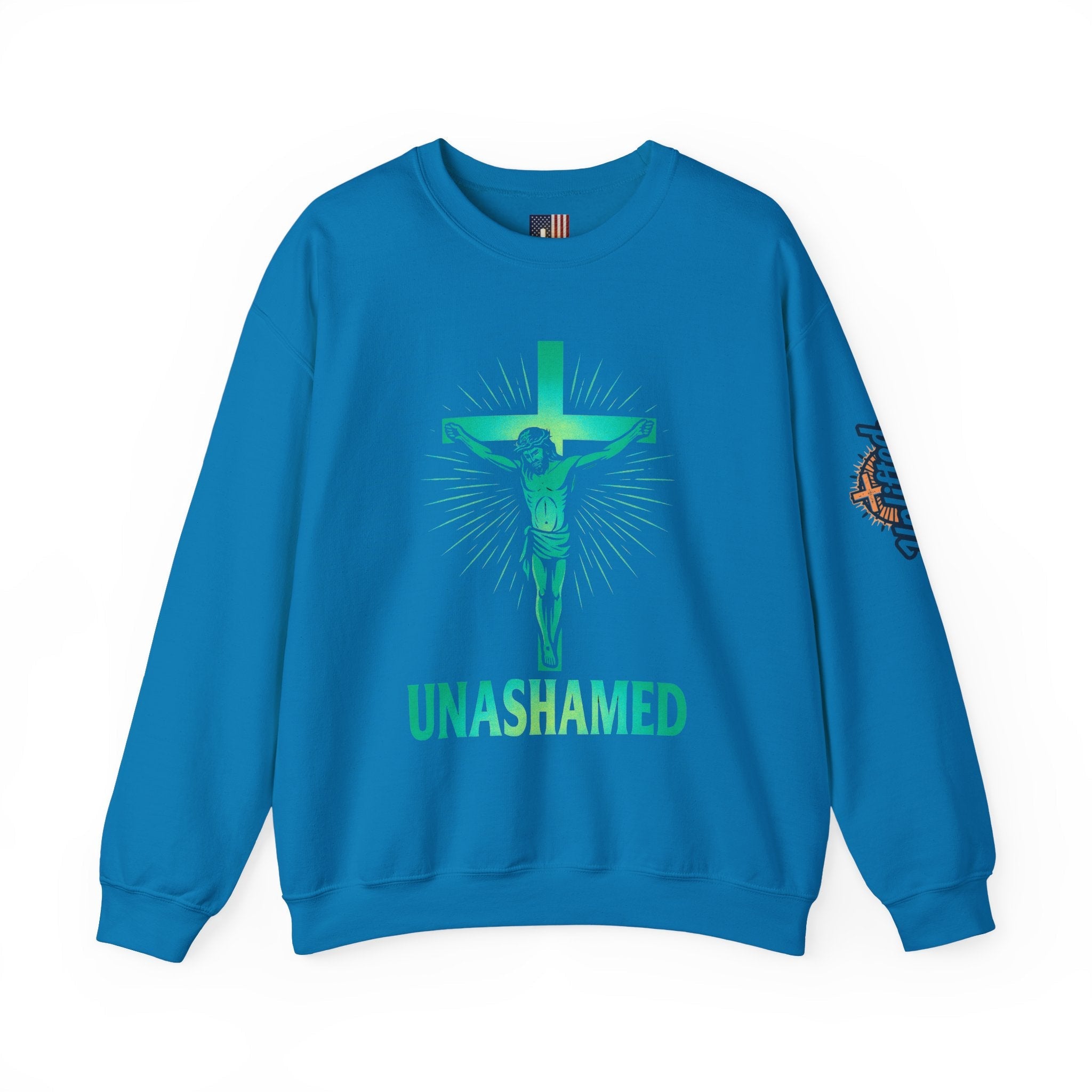 Unashamed Sweatshirt – Romans 1:16 Crucifixion Christian Sweatshirt for Bold Unwavering Faith Printify