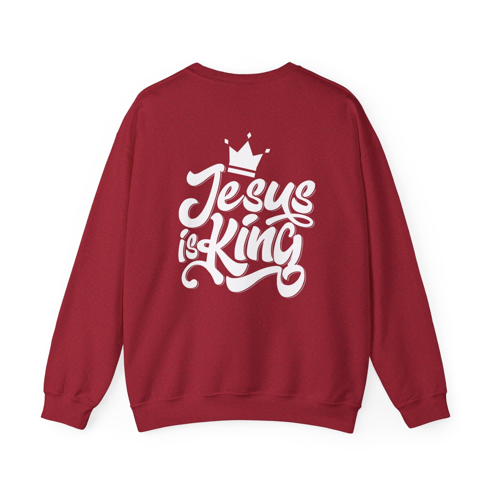 Jesus is King Sweatshirt – Bold Crown & Cross Christian Hoodie for Eternal Faith & Comfort Printify