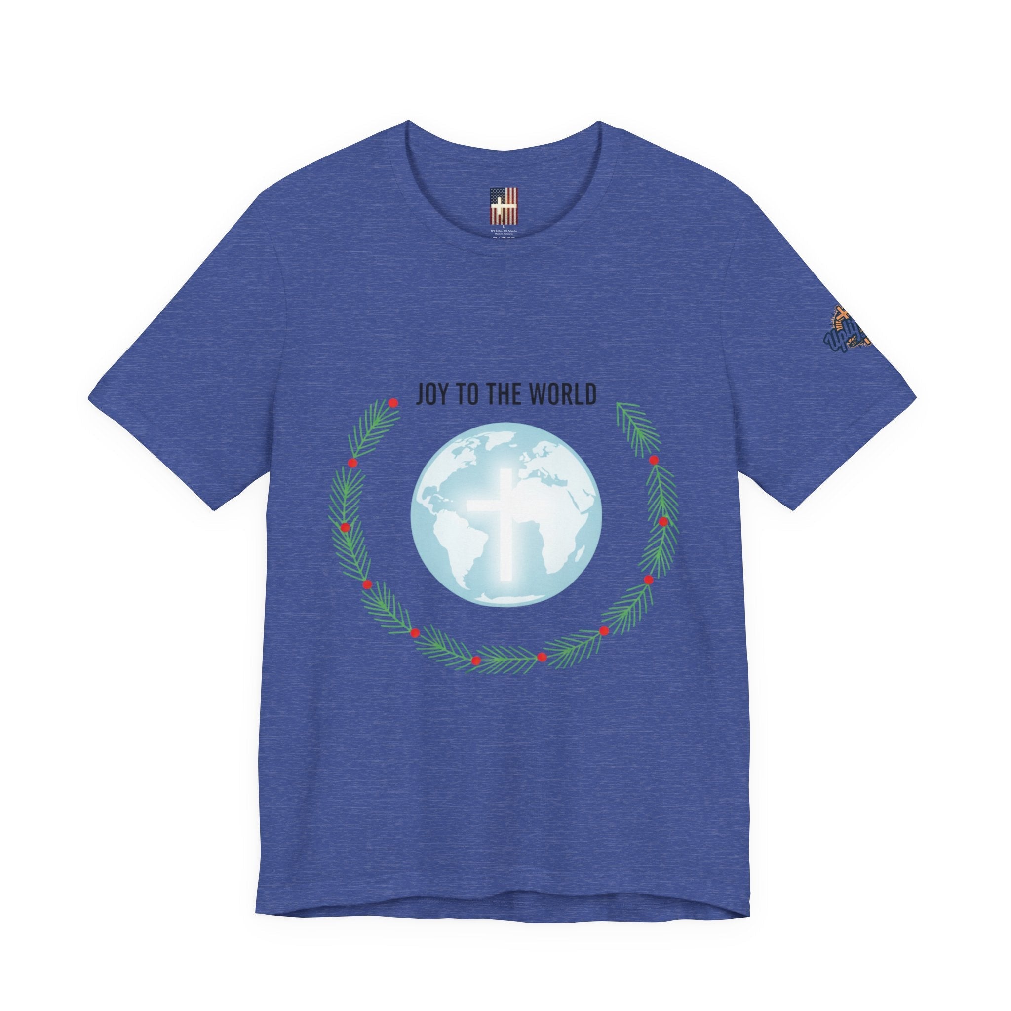 Joy to the World T-shirt – Wreath Earth Nativity Christian Christmas T-shirt for Isaiah 9:6 Holiday Faith & Festive Joy Printify