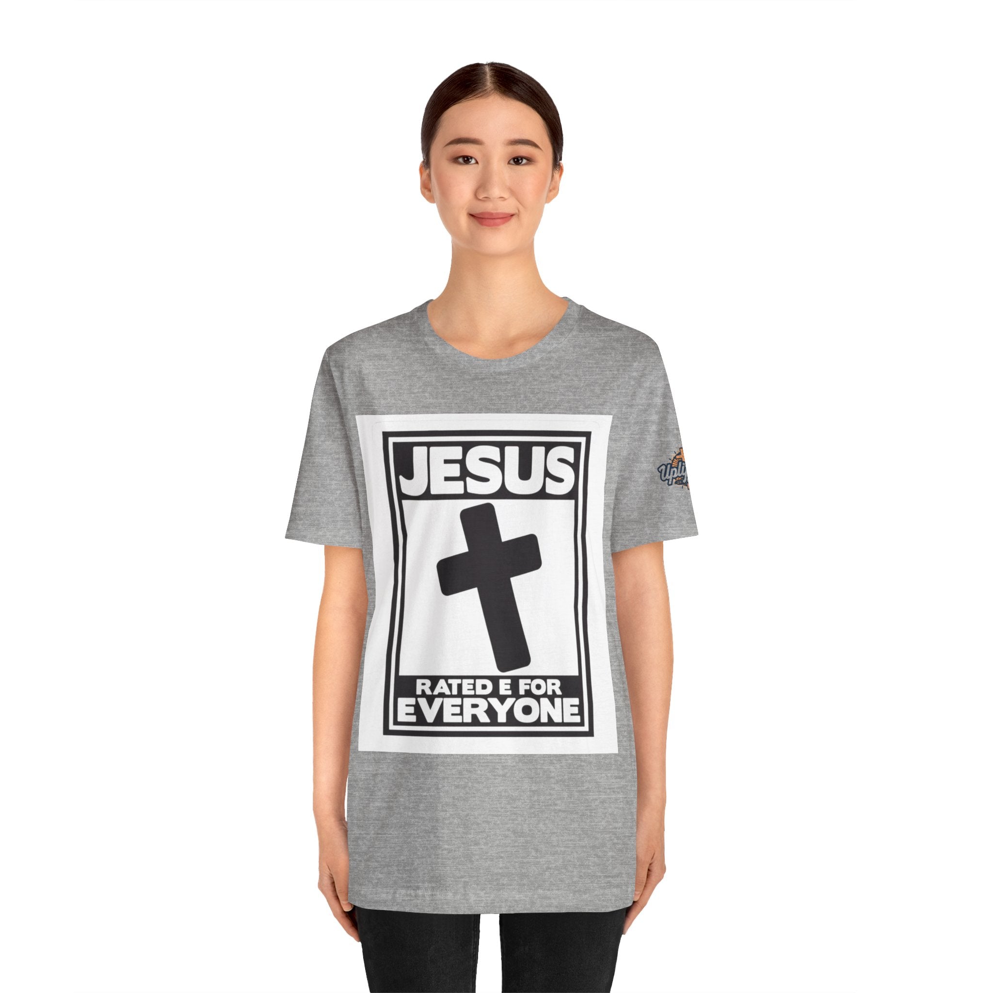 Jesus, Rated E for Everyone T-shirt - Gamer Faith T-shirt - Christian Video Game Parody Printify