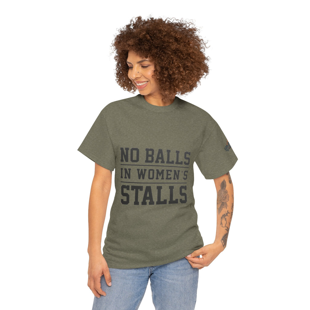 No Balls in Women's Stalls Retro Protest T-Shirt Printify