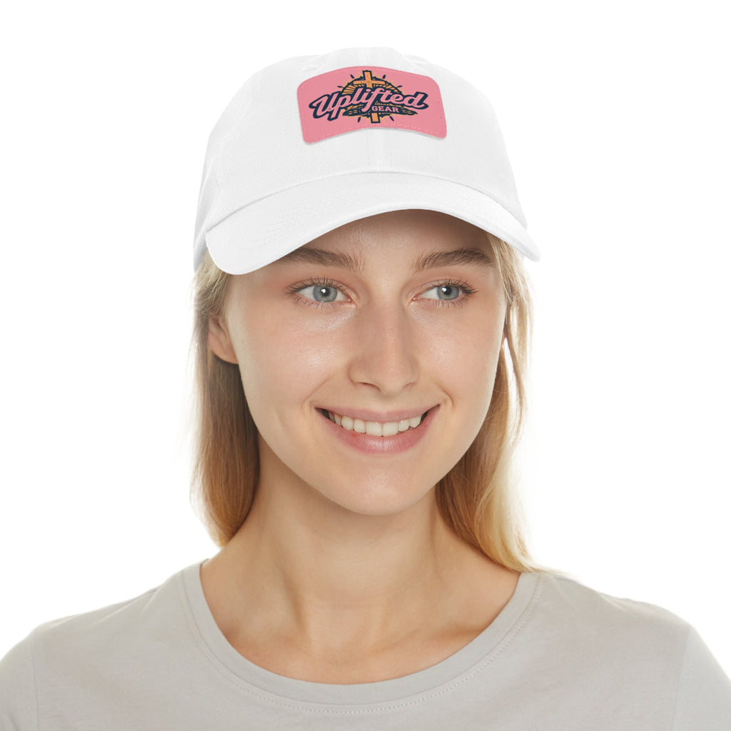 Uplifted Gear Leather Patch Dad Hat — Vintage Aviation Logo Cap Printify