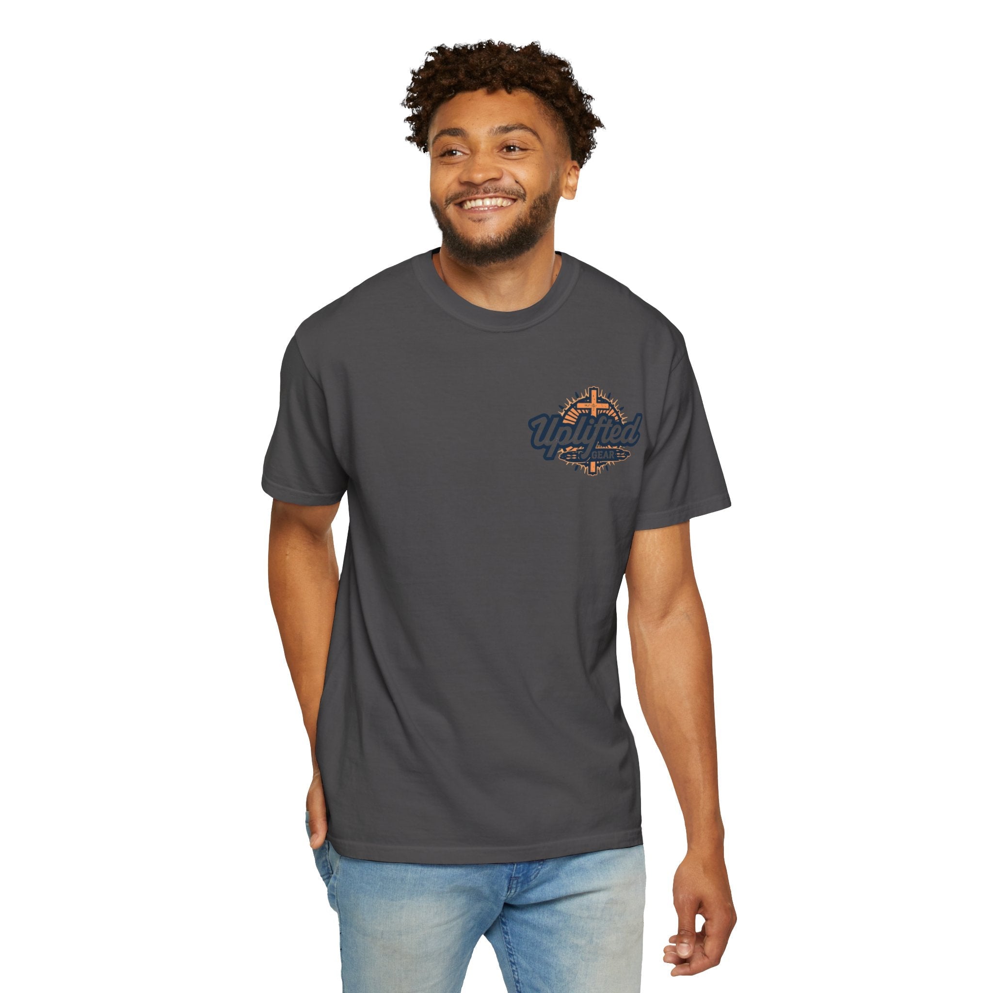 ✨ Chosen. Loved. Redeemed. – Elegant Christian T-Shirt | Gold Foil Faith Tee | Subtle Cross & Heart Design | Inspirational Bible Verse Apparel by Uplifted Gear Printify