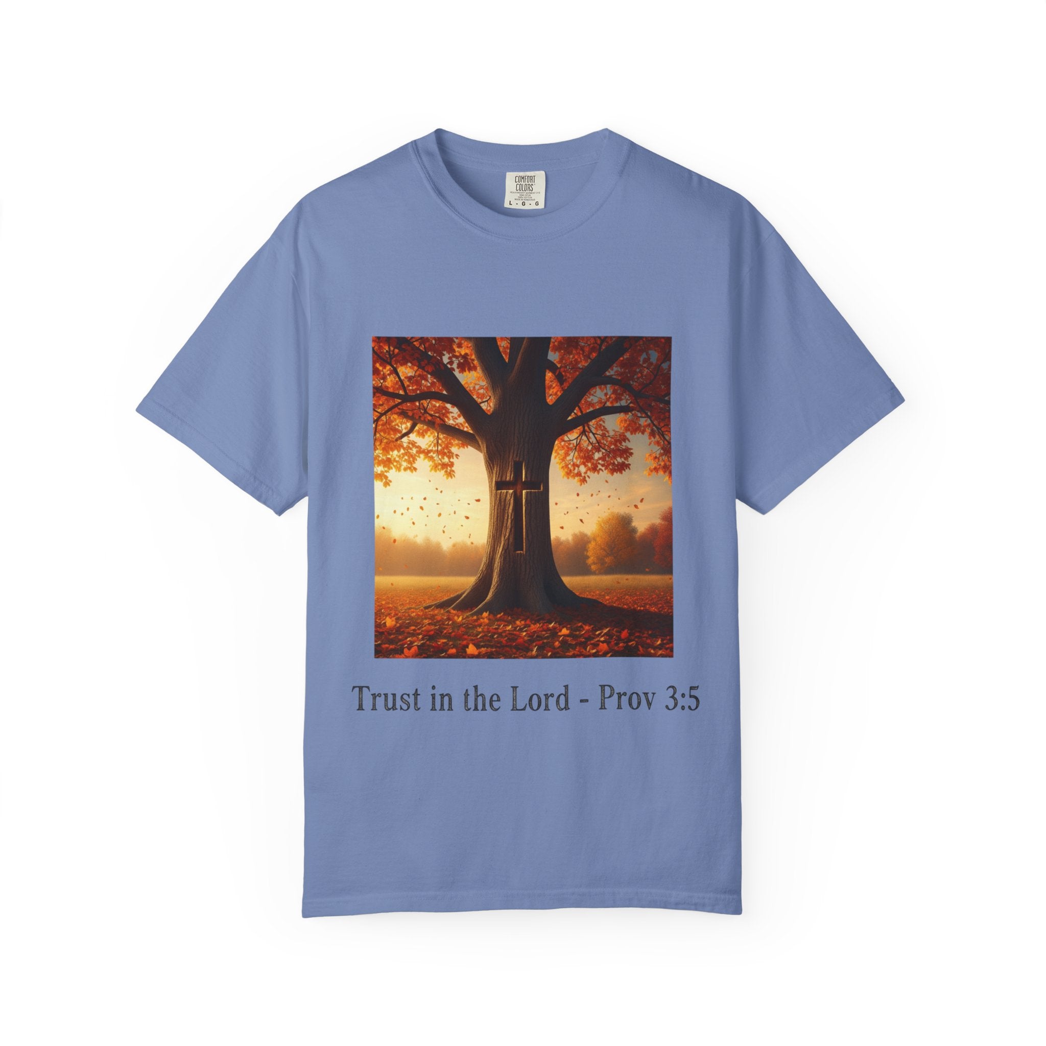 Trust in the Lord T-Shirt – Autumn Tree Christian Tee with Proverbs 3:5 Printify