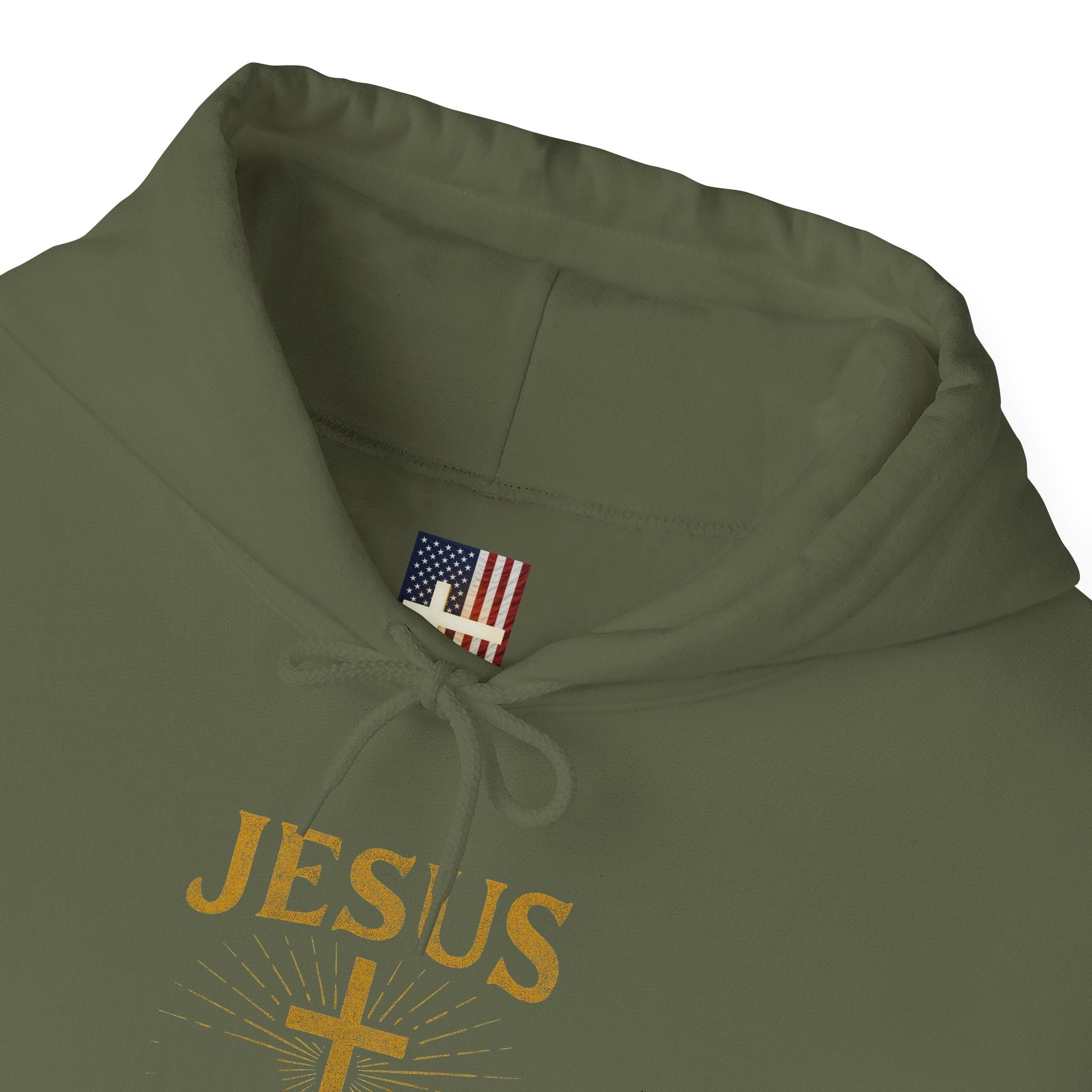 Jesus Saves Hoodie – Radiant Cross & Rays of Light Christian Sweatshirt for Eternal Hope & Faith Printify