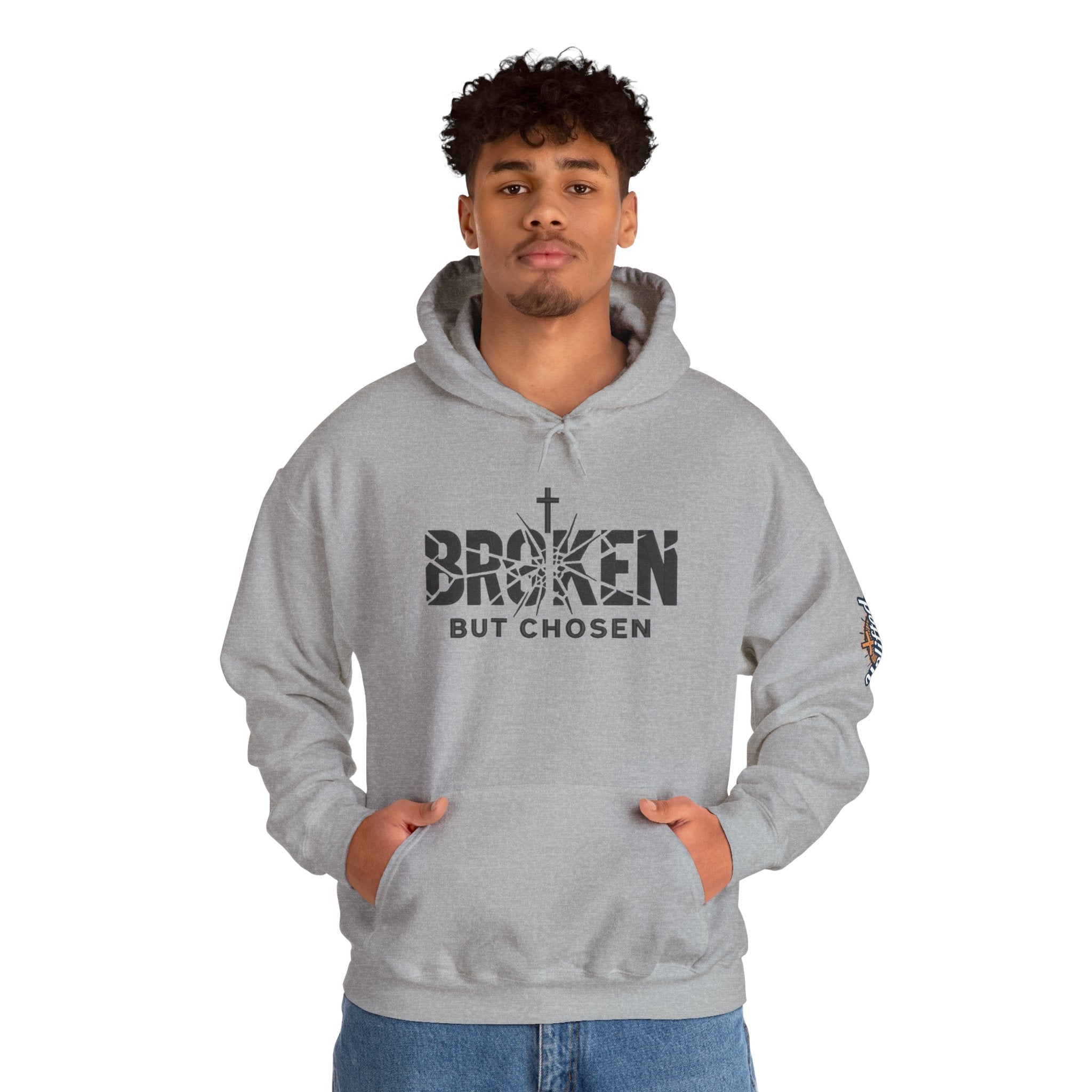Broken But Chosen Hoodie — Christian Faith Graphic Sweatshirt Printify