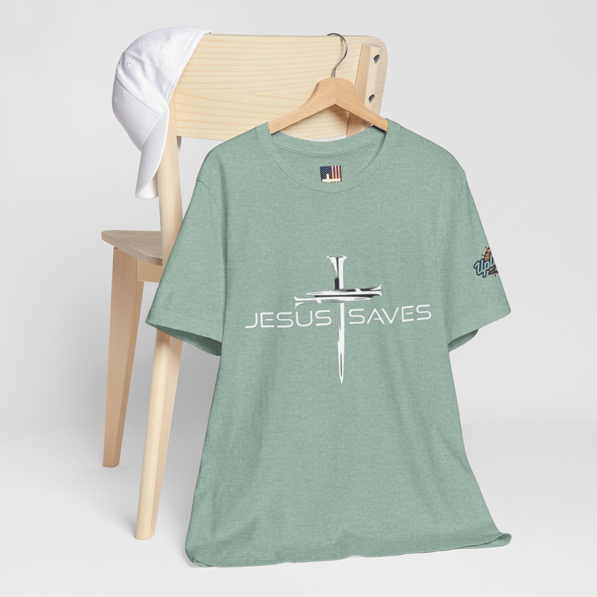 Jesus Saves T-shirt – 3 Nails Crucifix Cross Christian T-shirt for Redemption Faith & Bold Salvation Printify