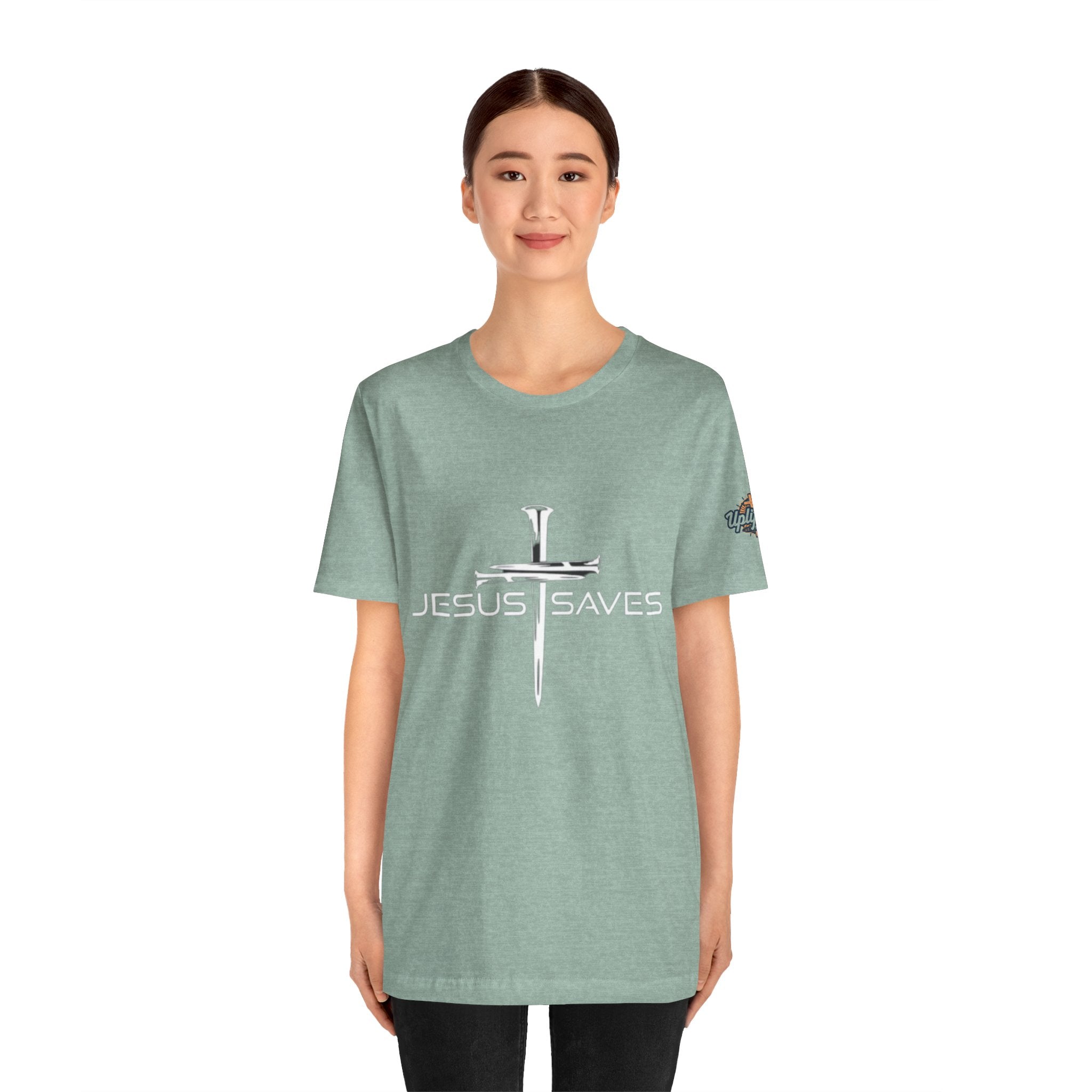 Jesus Saves T-shirt – 3 Nails Crucifix Cross Christian T-shirt for Redemption Faith & Bold Salvation Printify