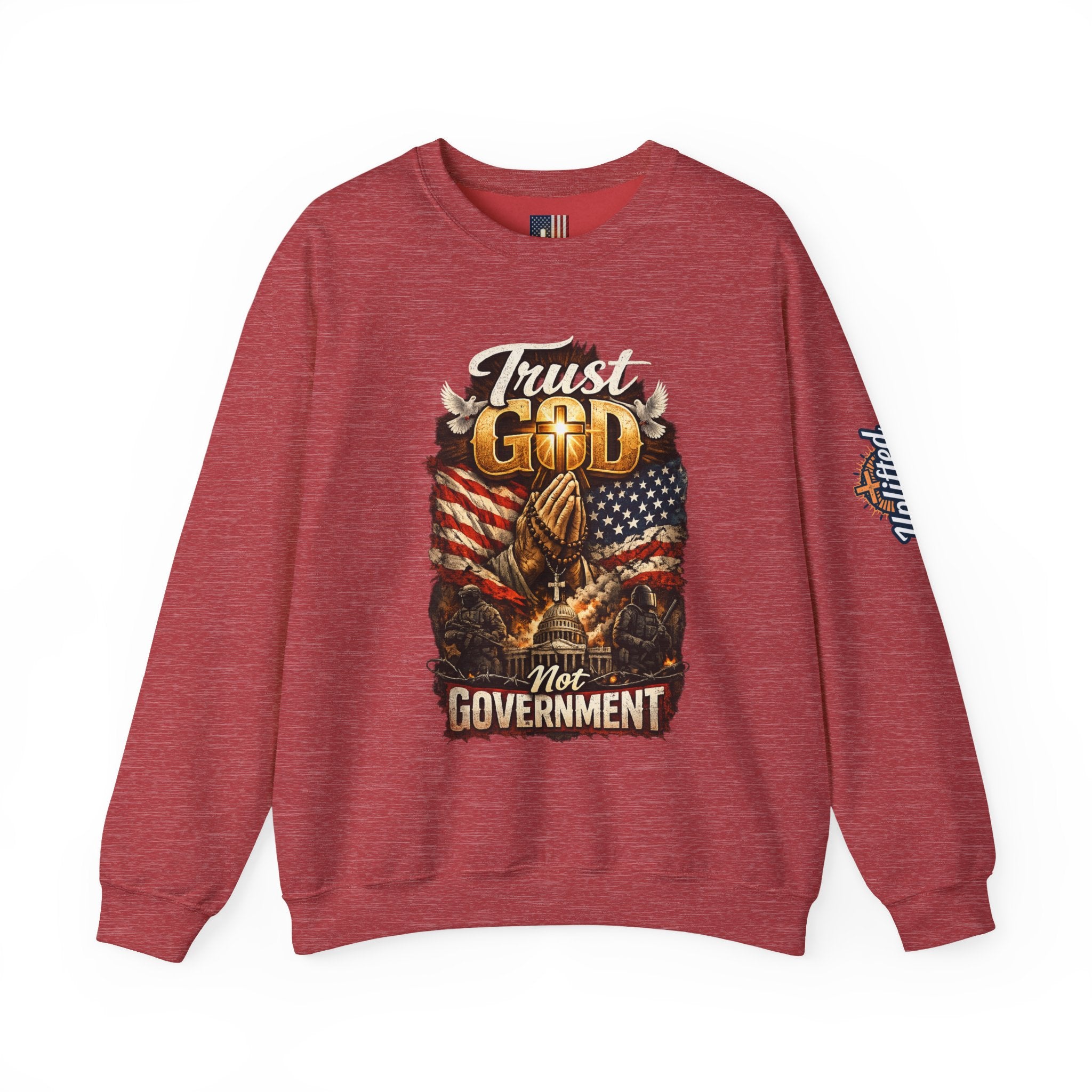 Trust God Not Government Sweatshirt — Vintage Patriotic Christian Sweatshirt Printify