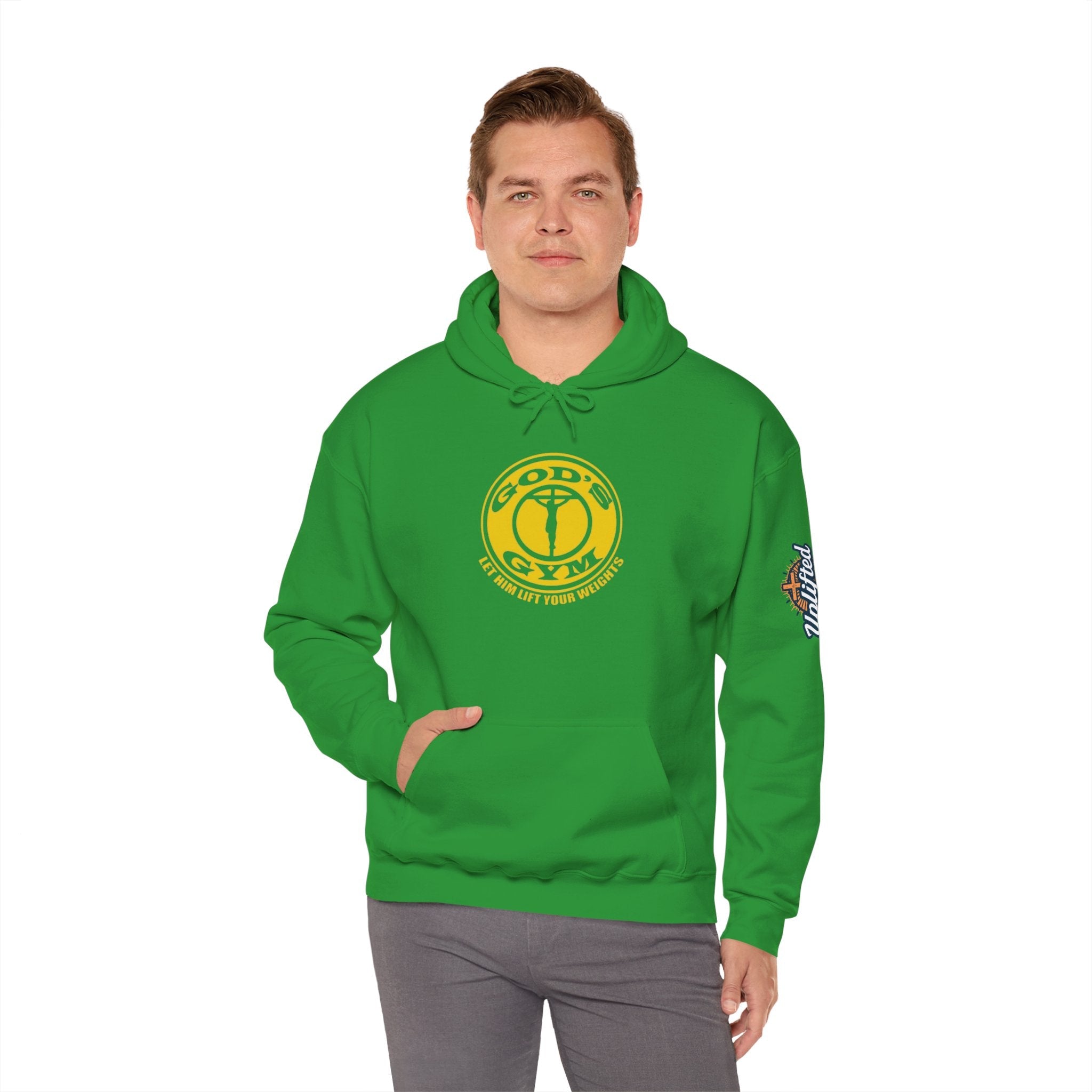 God's Gym Hoodie — "Let Him Lift Your Weights" Christian Fitness Hoodie Printify