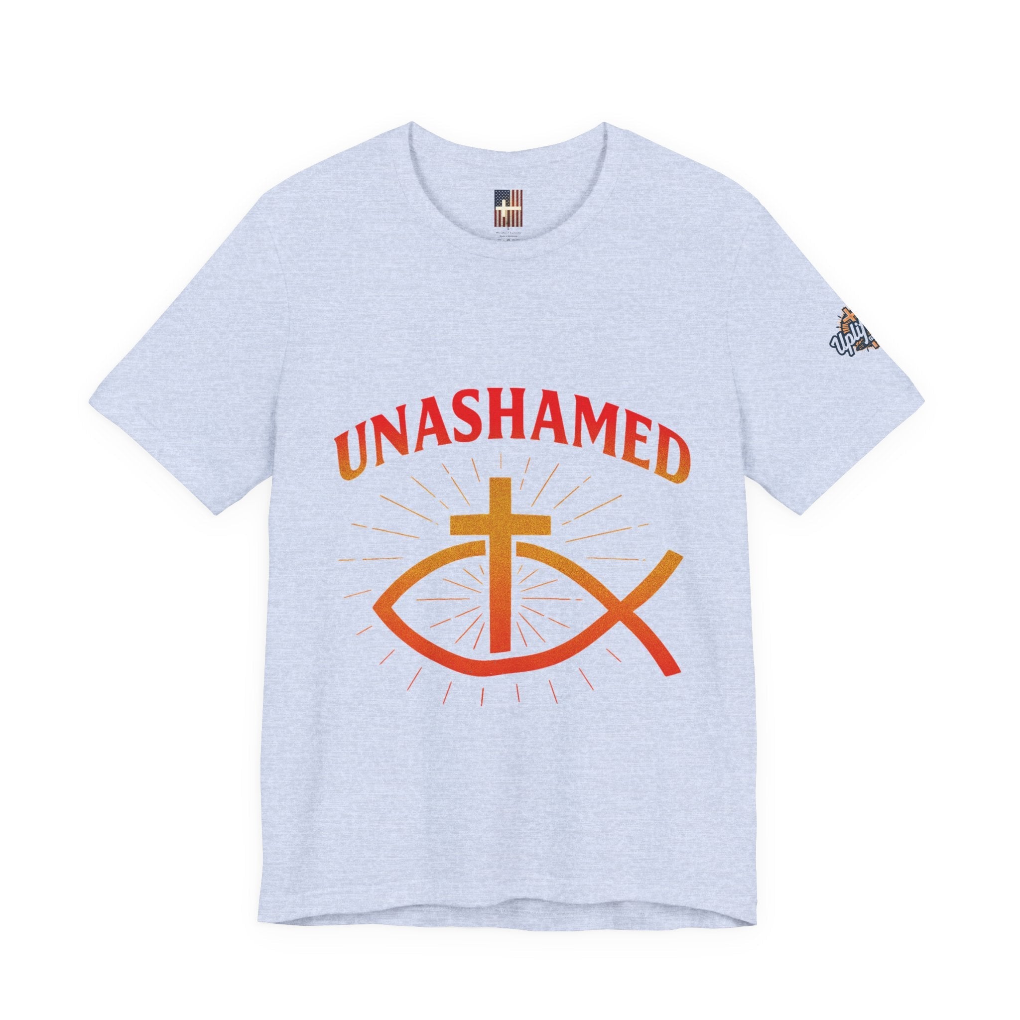 Unashamed T-shirt – Ichthys Jesus Fish & Cross Christian T-shirt for Romans 1:16 Bold Faith Printify