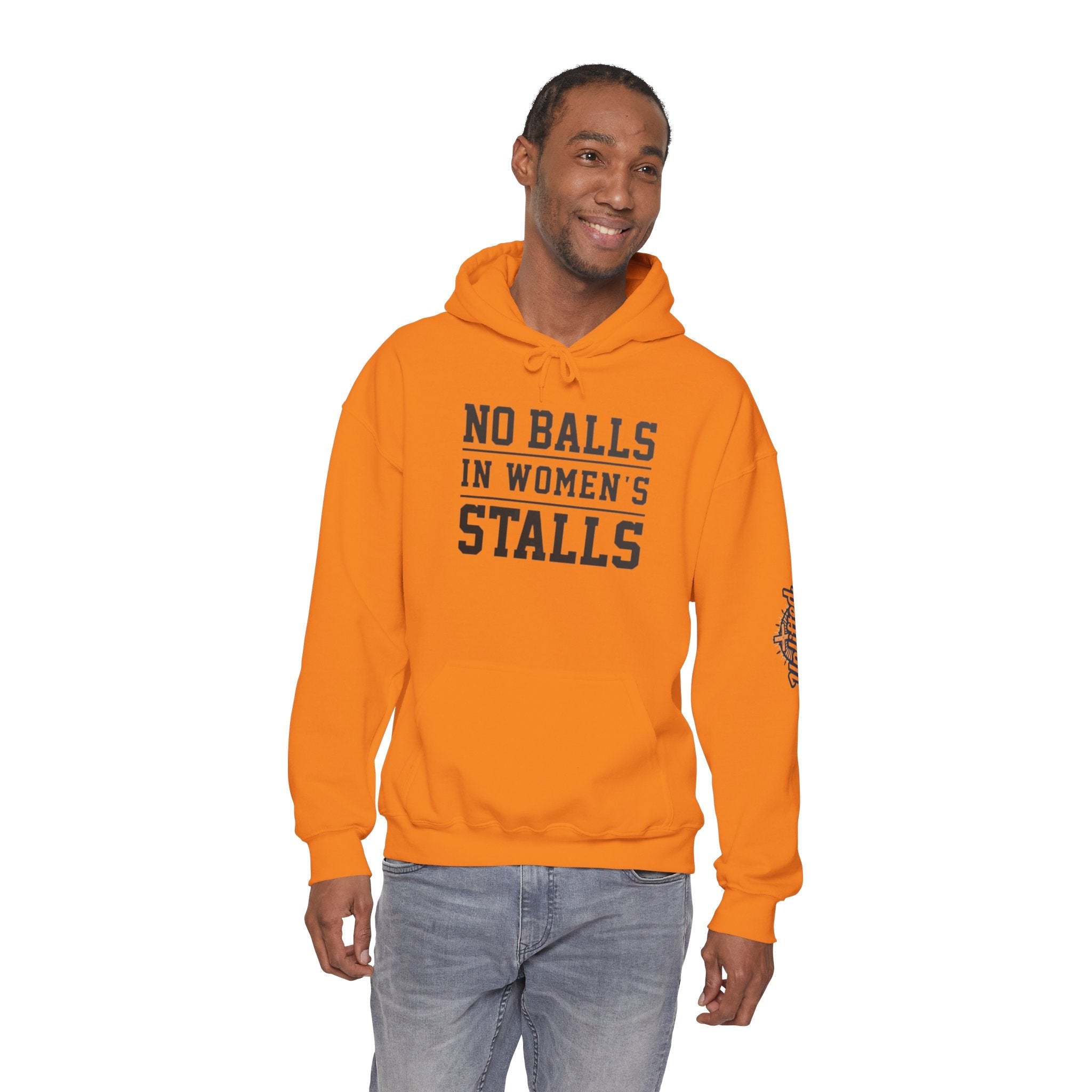 "No Balls in Women's Stalls" Statement Hoodie — Protest Sweatshirt Printify