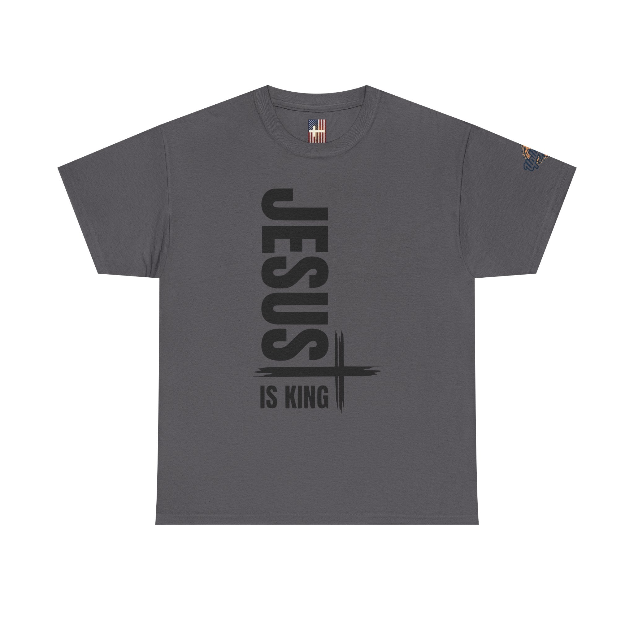 Jesus Is King T-shirt | Modern Typographic Cross Christian T-shirt Printify