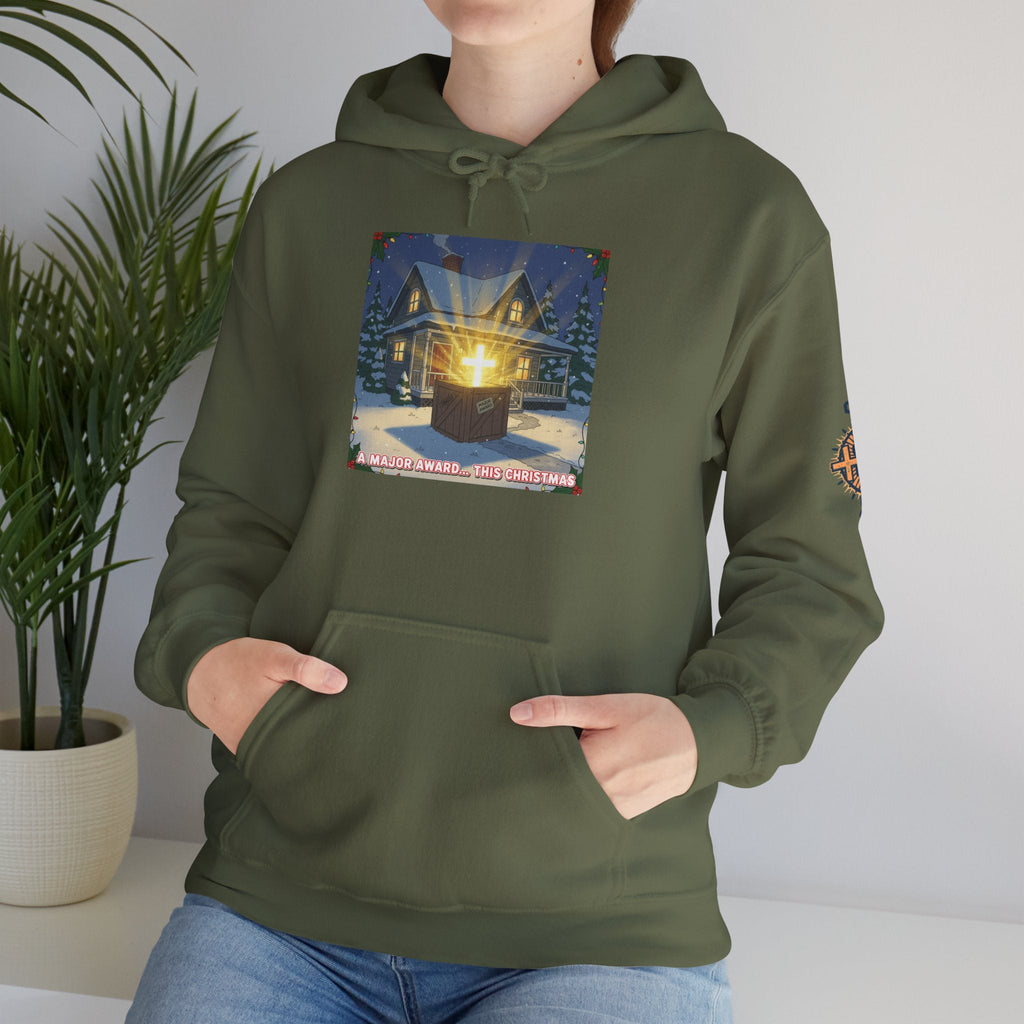 A Major Award This Christmas Hoodie – Fragile Leg Lamp Parody Cross Unboxing Christian Sweatshirt for Hilarious Faith & Holiday Glow Printify