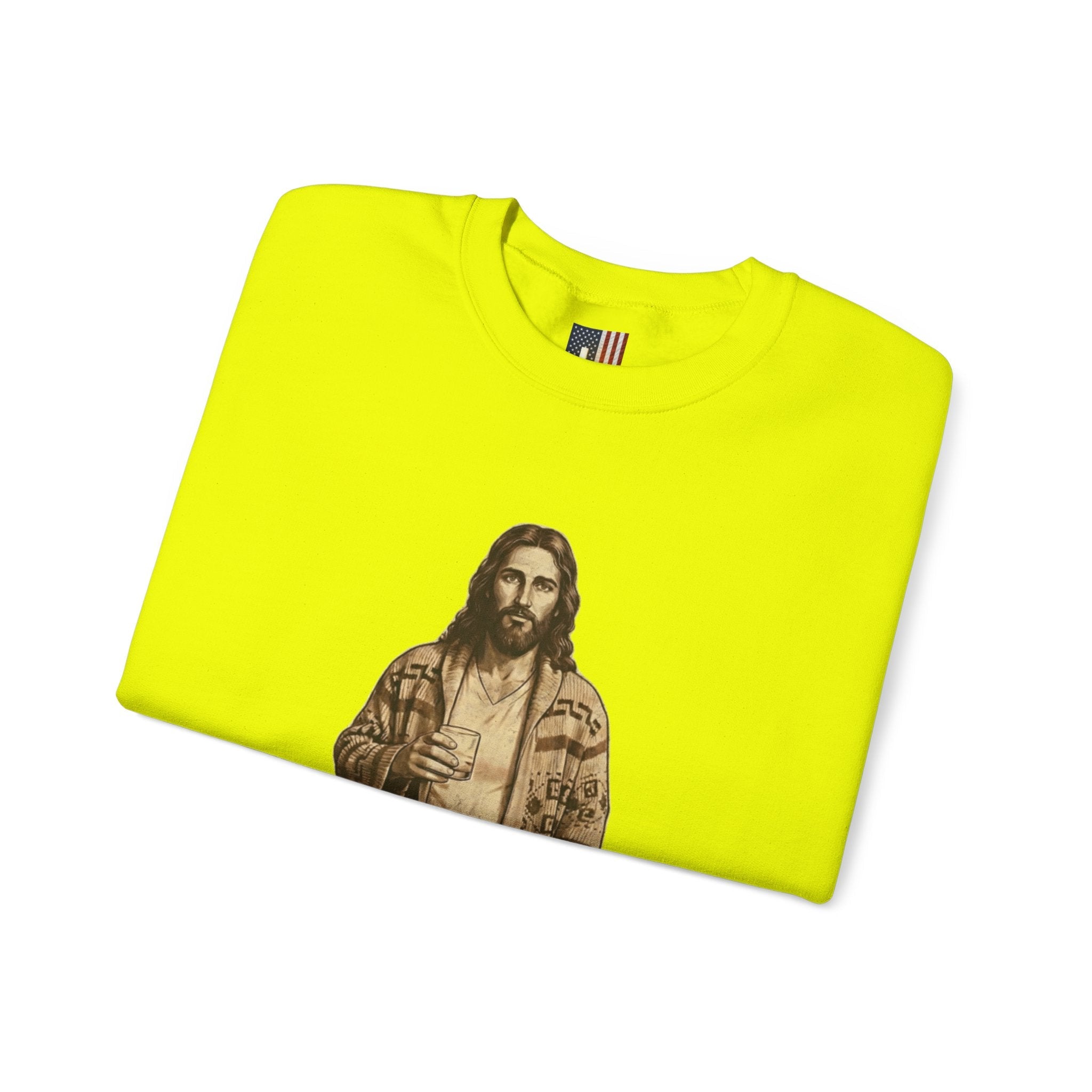 Abide Jesus Sweatshirt — Vintage 'The Dude' Religious Graphic Sweatshirt Printify