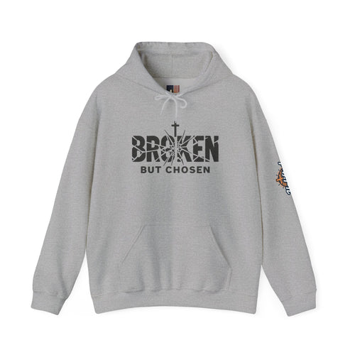 Broken But Chosen Hoodie — Christian Faith Graphic Sweatshirt Printify
