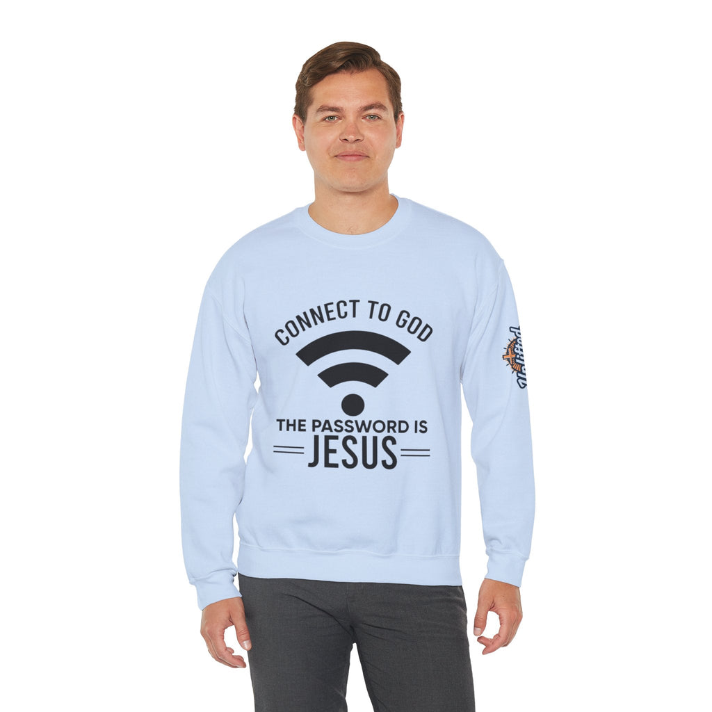 Connect to God Sweatshirt - WIFI Password is Jesus - Funny Christian Faith Sweatshirt Printify