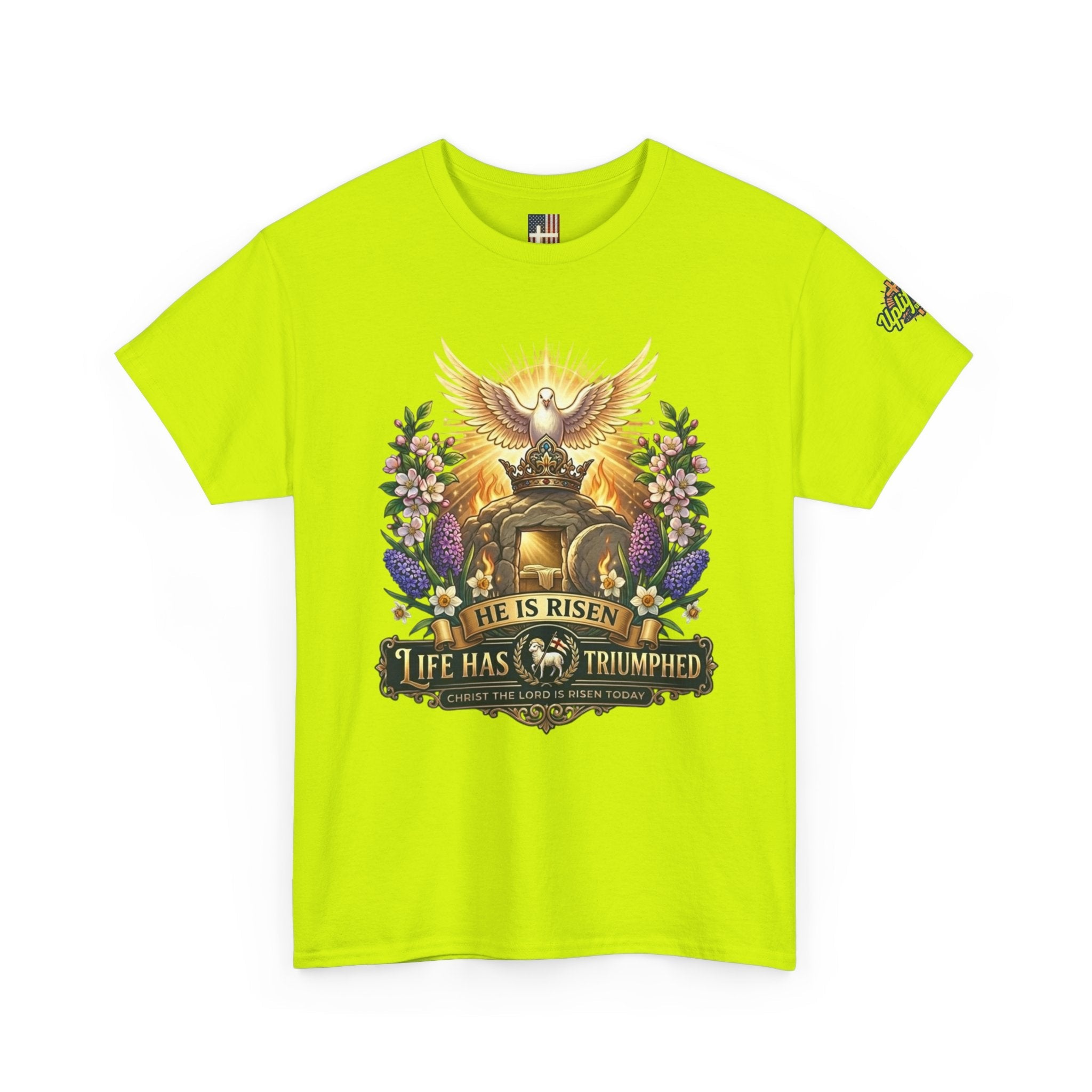 He Is Risen "Life Has Triumphed" T-Shirt — Easter Resurrection Christian Tee Printify