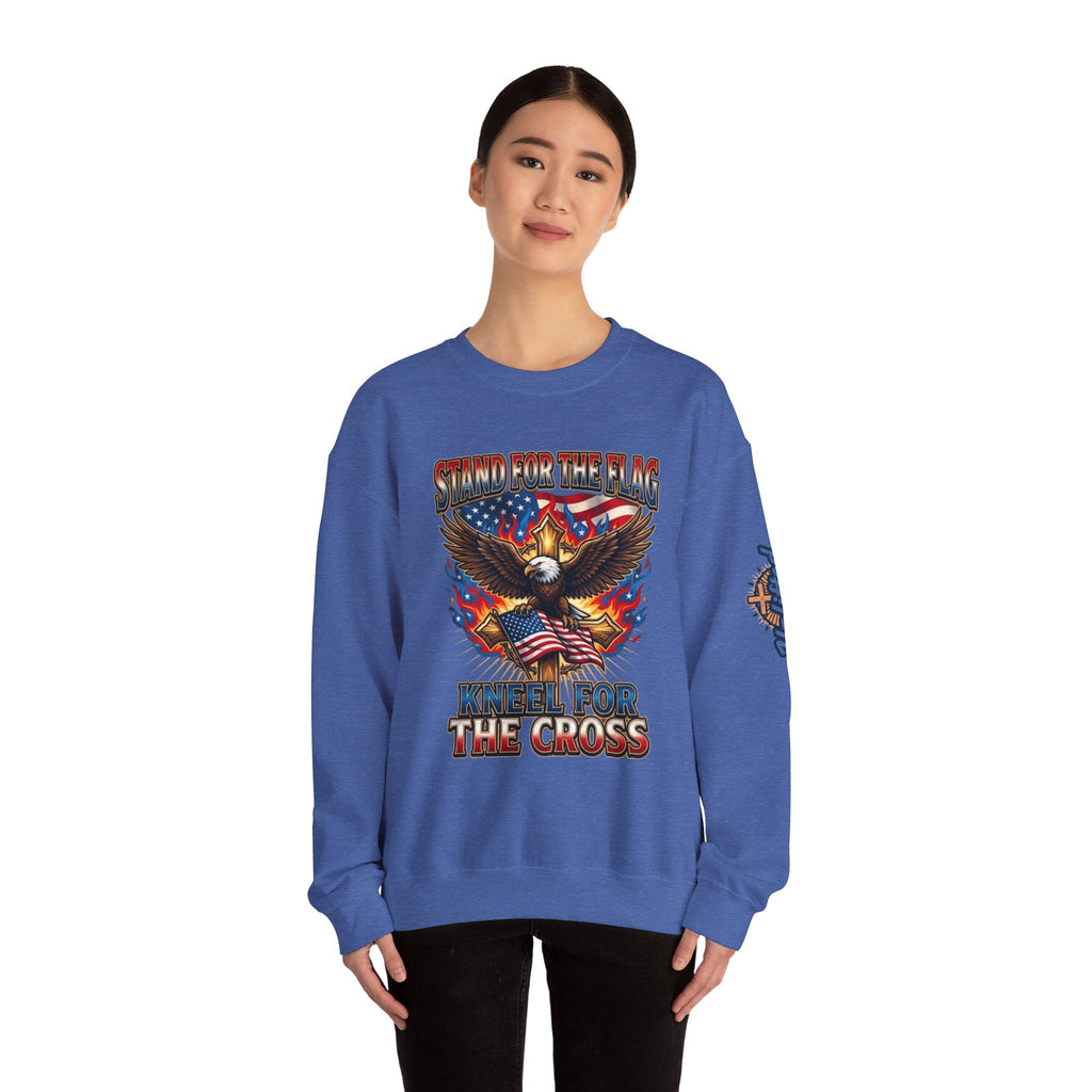 Stand for the Flag Kneel for the Cross Sweatshirt | Patriotic Eagle Sweatshirt Printify