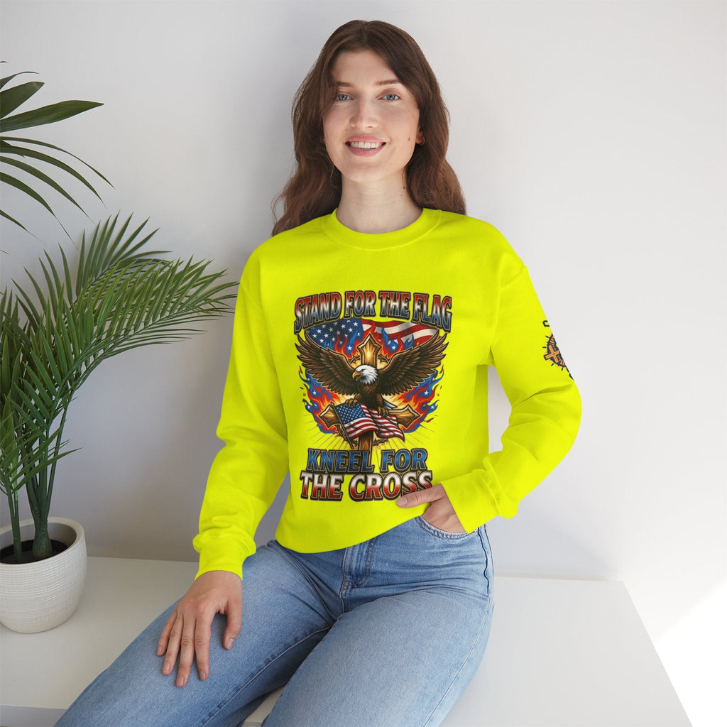 Stand for the Flag Kneel for the Cross Sweatshirt | Patriotic Eagle Sweatshirt Printify