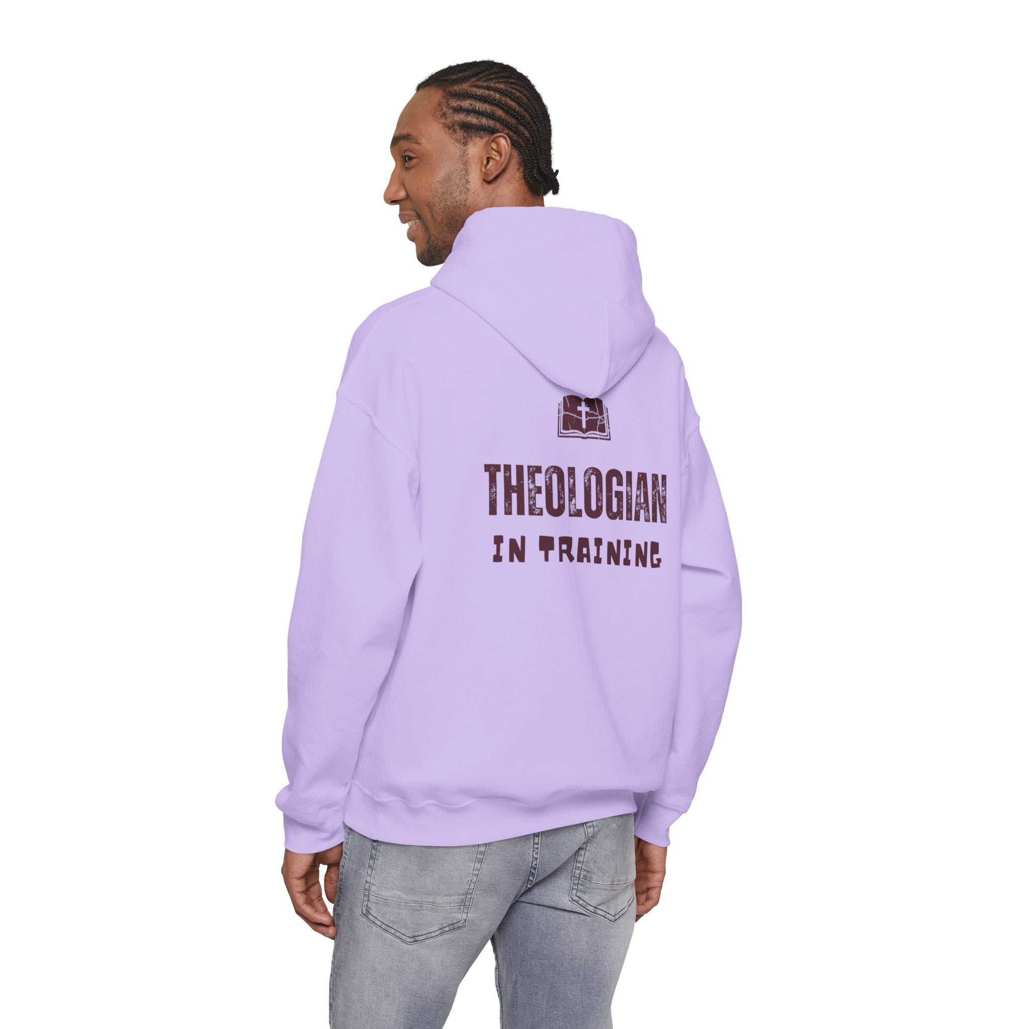 Theologian in Training Hoodie – Open Bible & Cross Christian Hoodie for Faithful Growth Printify