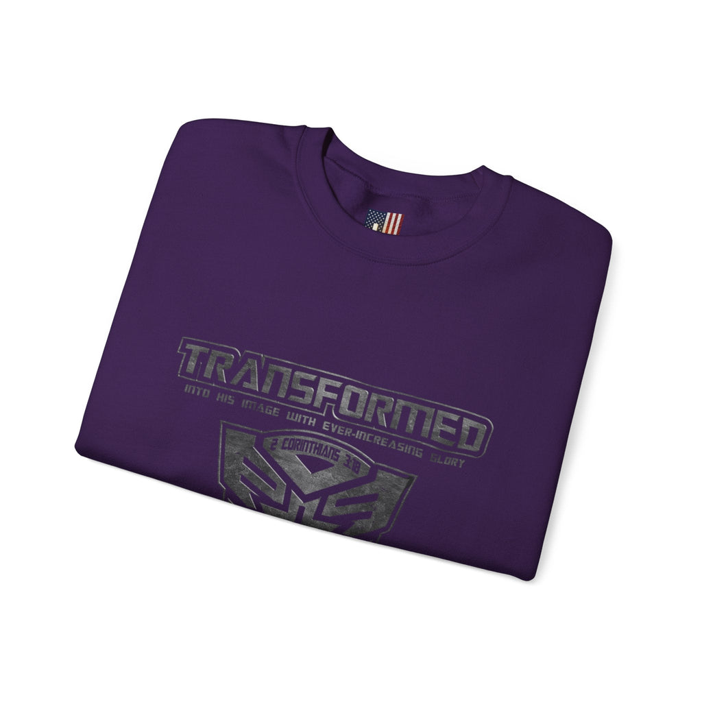 Transformer Logo Christian Sweatshirt | 2 Corinthians 3:18 Bible Verse Sweatshirt Printify