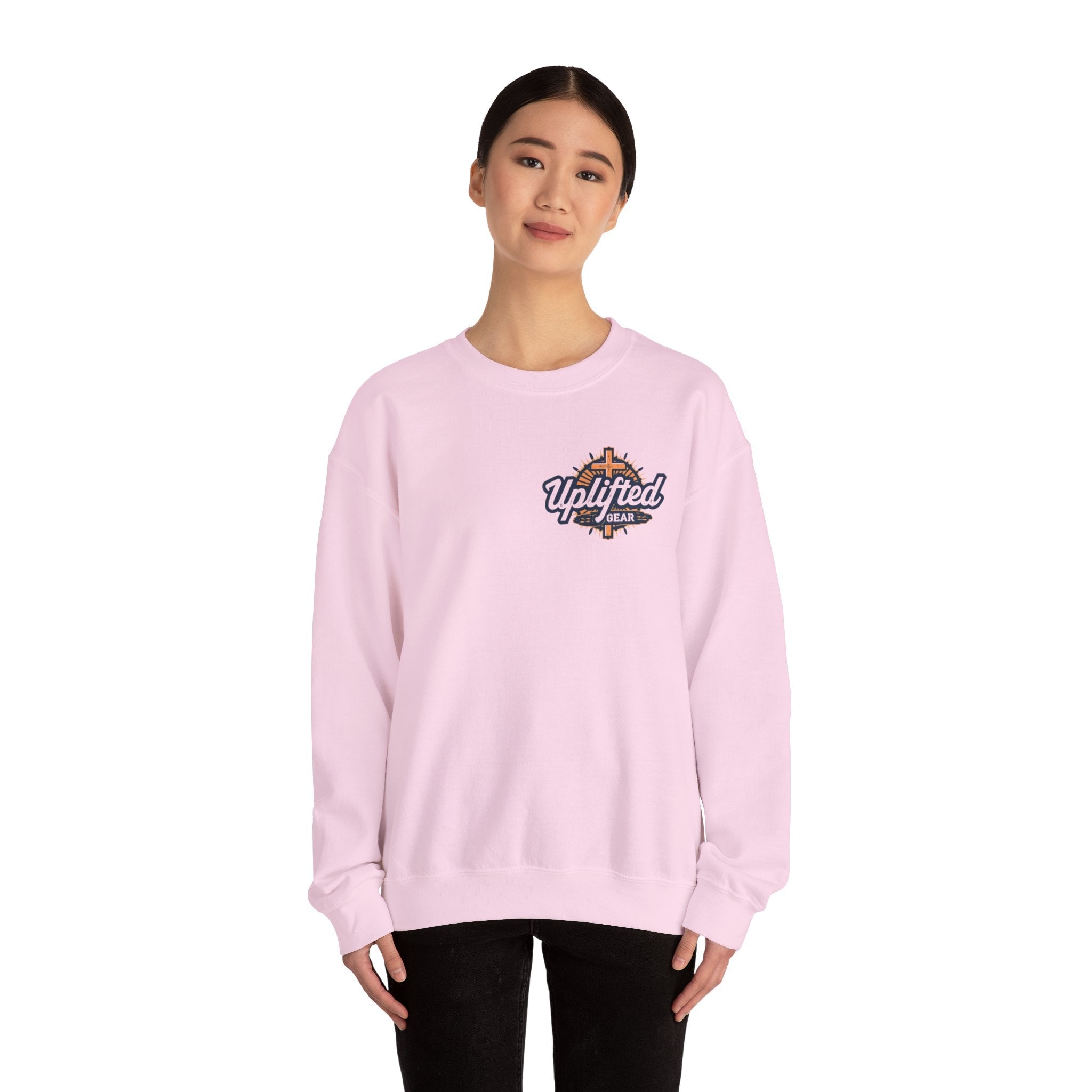 ✨ Chosen. Loved. Redeemed. – Elegant Christian Sweatshirt | Gold Foil Faith Tee | Subtle Cross & Heart Design | Inspirational Bible Verse Apparel by Uplifted Gear Printify