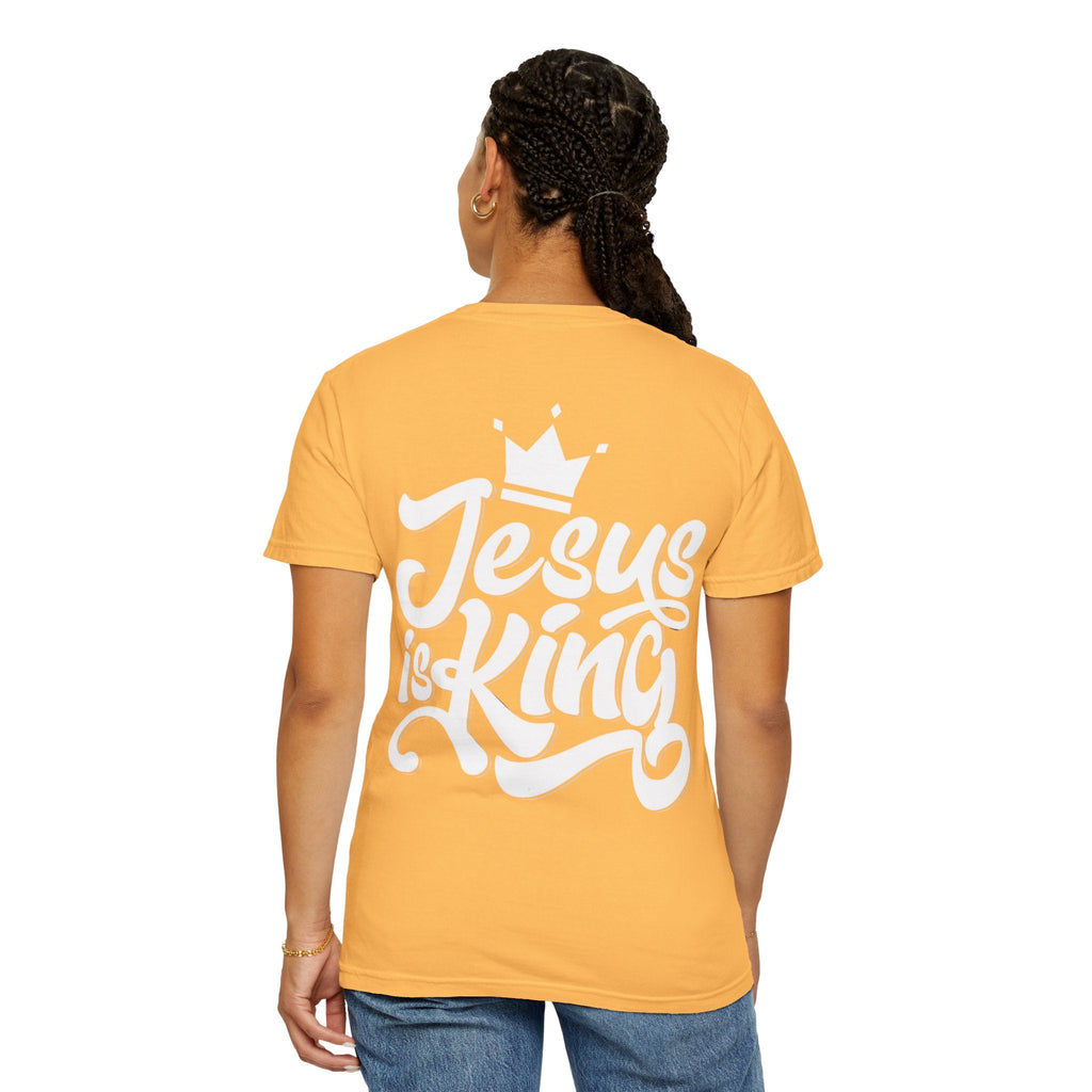 Jesus is King T-Shirt – Bold Christian Faith Tee with Crown & Cross for Eternal Reign Printify