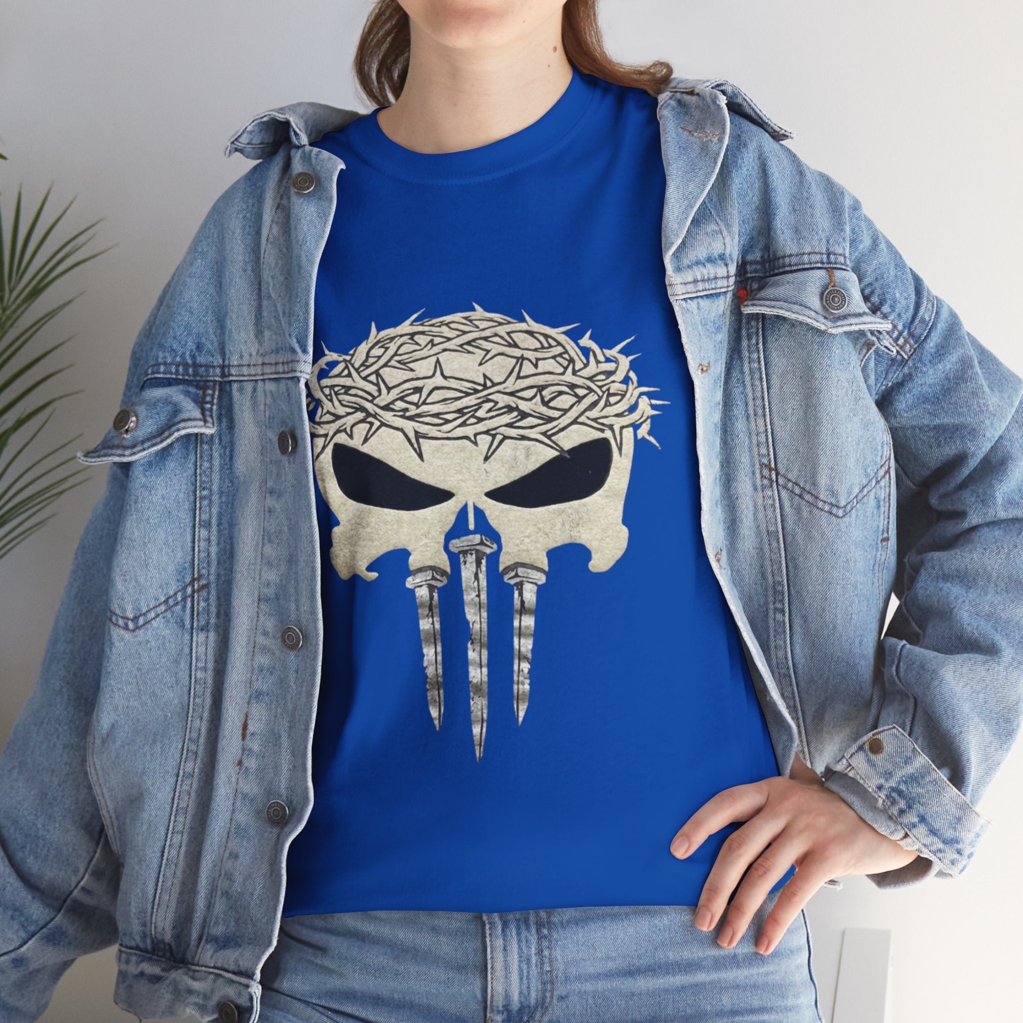 Christian Skull T-shirt - Crown of Thorns & Nails - Warrior Faith T-shirt Printify