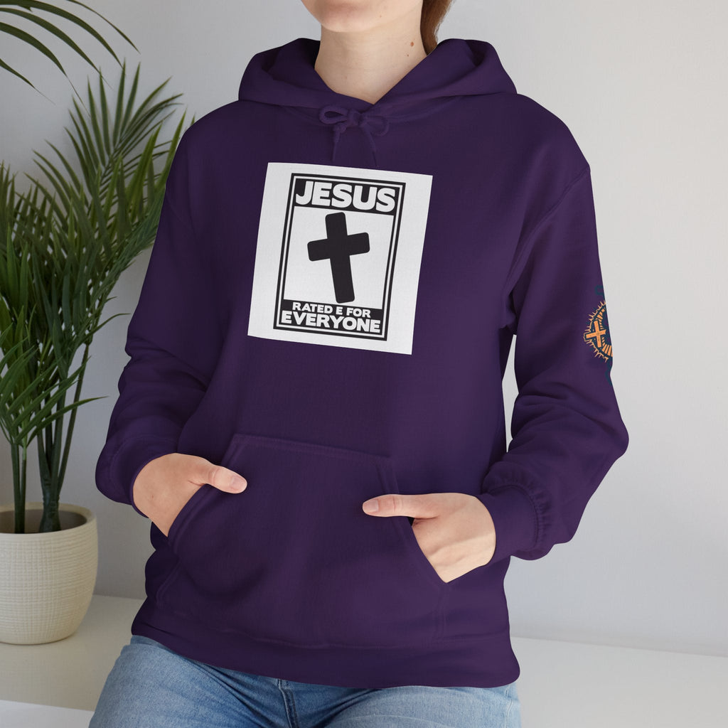 Jesus, Rated E for Everyone Hoodie - Gamer Faith Hoodie - Christian Video Game Parody Printify