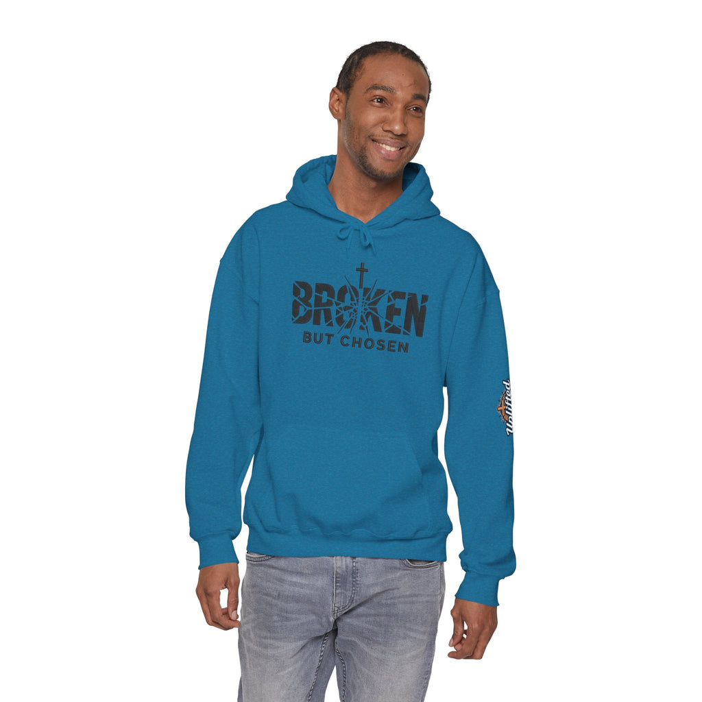 Broken But Chosen Hoodie — Christian Faith Graphic Sweatshirt Printify