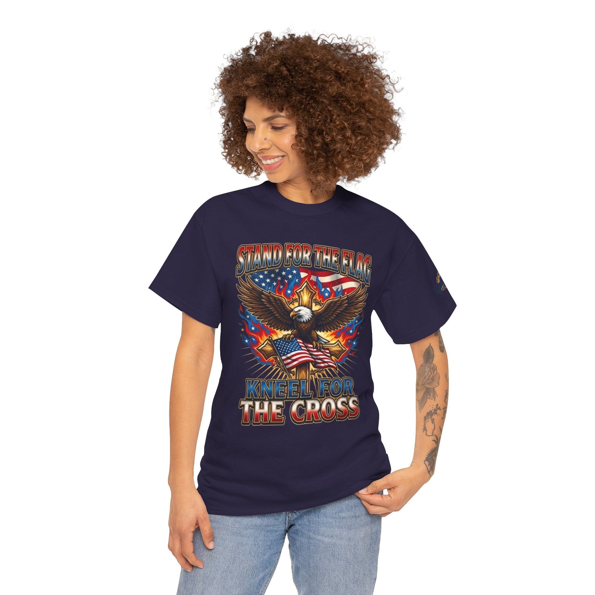 Stand for the Flag Kneel for the Cross T-shirt | Patriotic Eagle T-shirt Printify