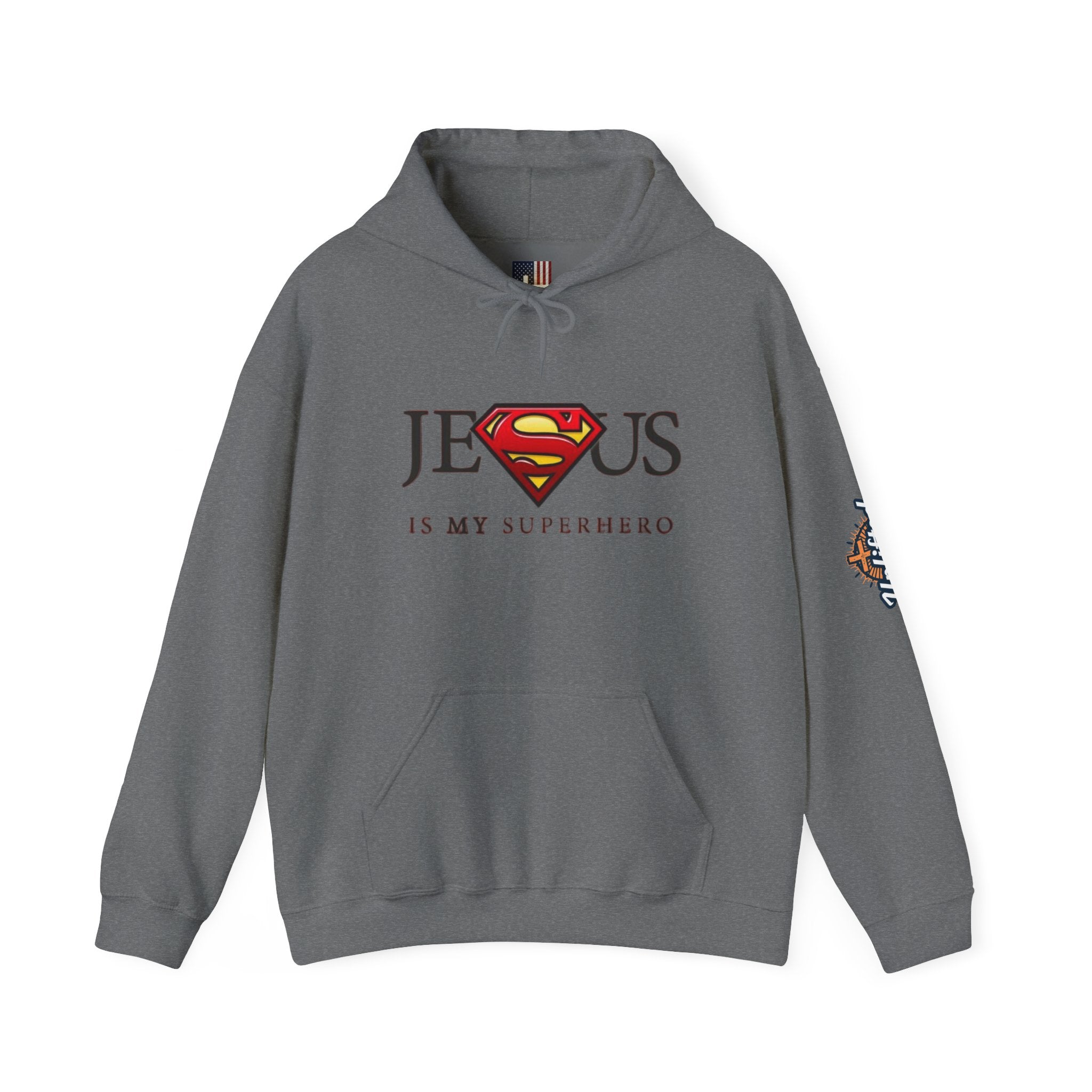 Jesus Is My Superhero Hoodie — Christian Faith Graphic Pullover Printify
