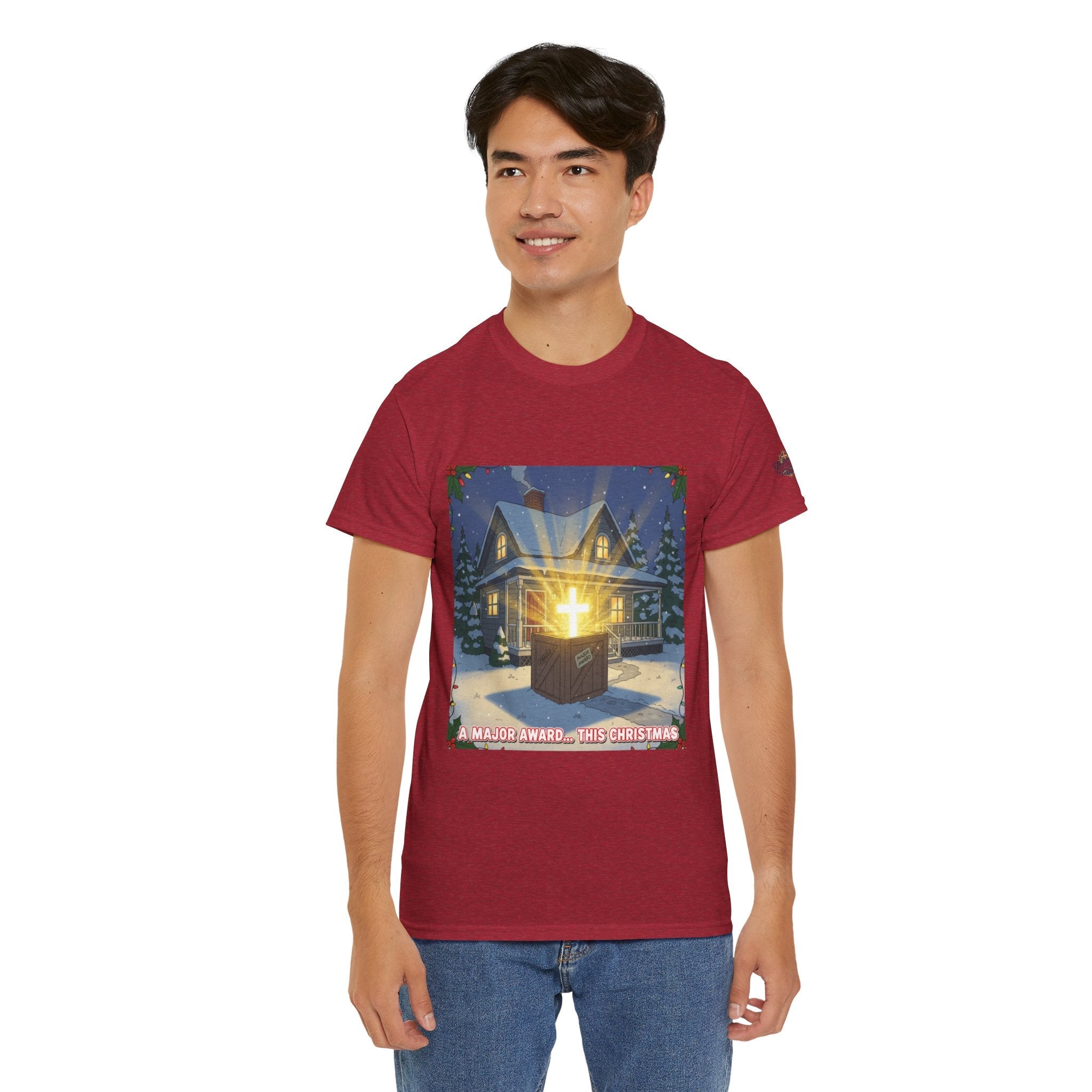 A Major Award This Christmas T-shirt – Fragile Leg Lamp Parody Cross Unboxing Christian T-shirt for Hilarious Faith & Holiday Glow Printify