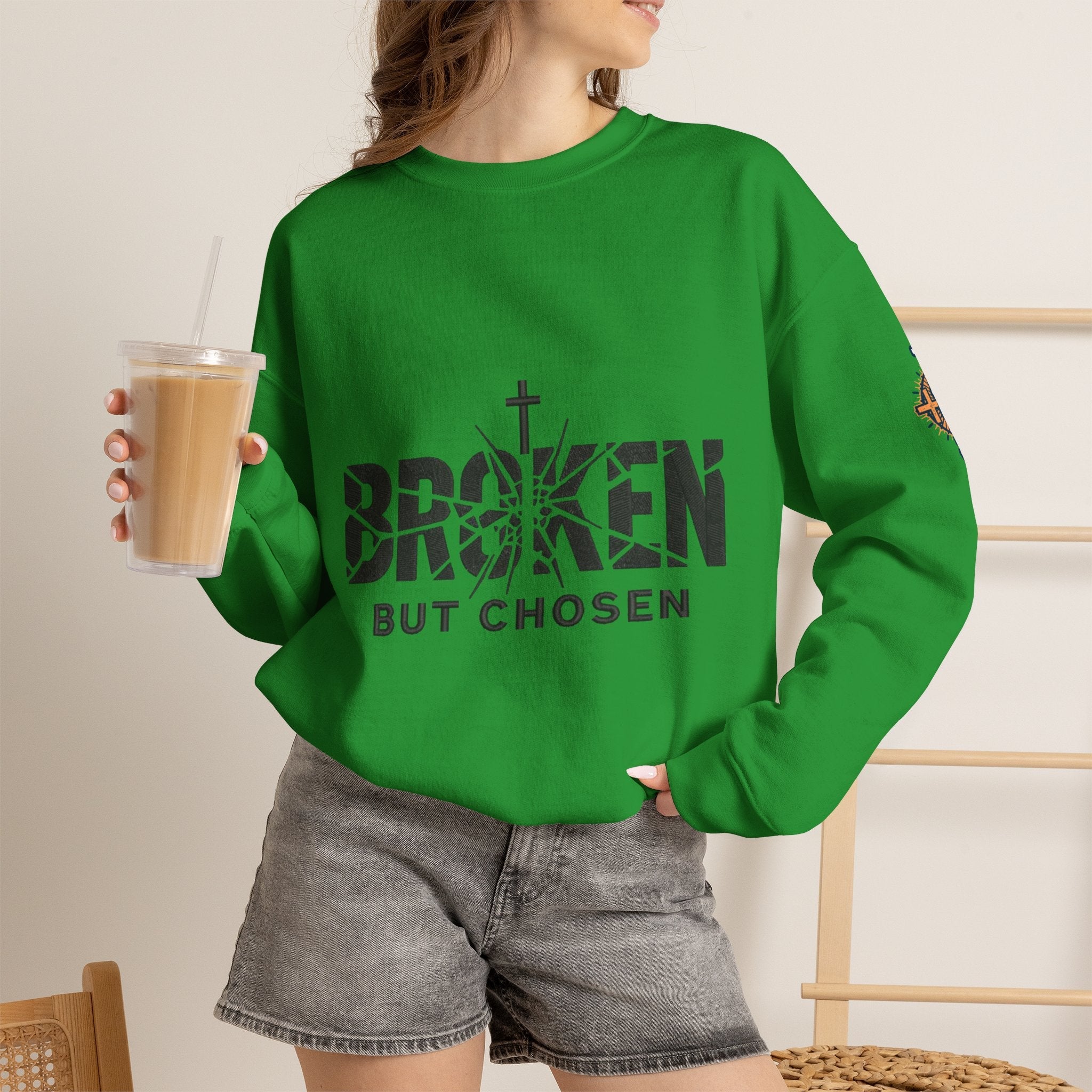 Broken But Chosen Crewneck Sweatshirt Printify