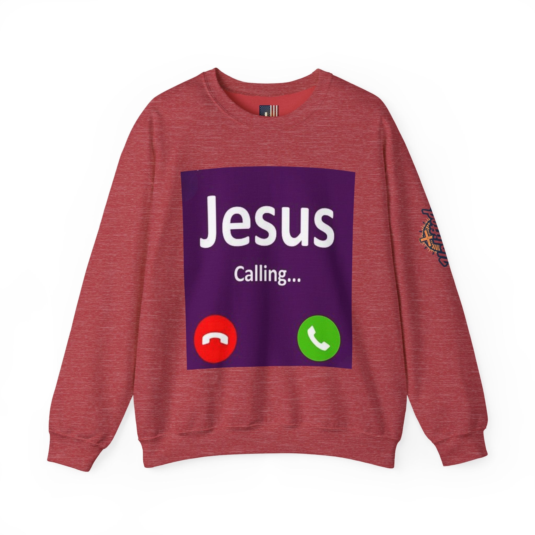 Jesus Calling Sweatshirt – Funny Cell Phone Screen Christian Sweatshirt for Divine Connection & Faith Humor Printify