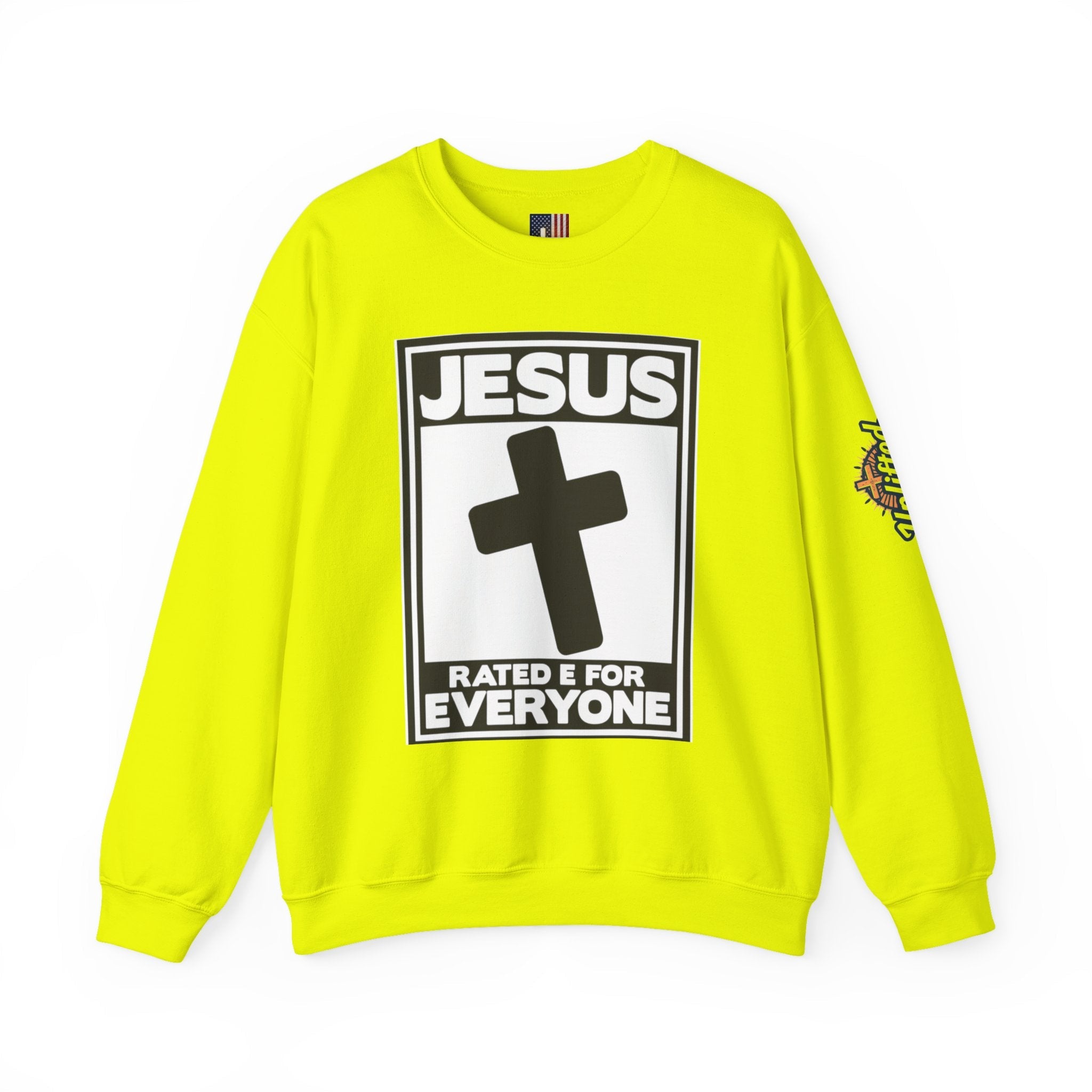 Jesus, Rated E for Everyone Sweatshirt - Gamer Faith Sweatshirt - Christian Video Game Parody Printify